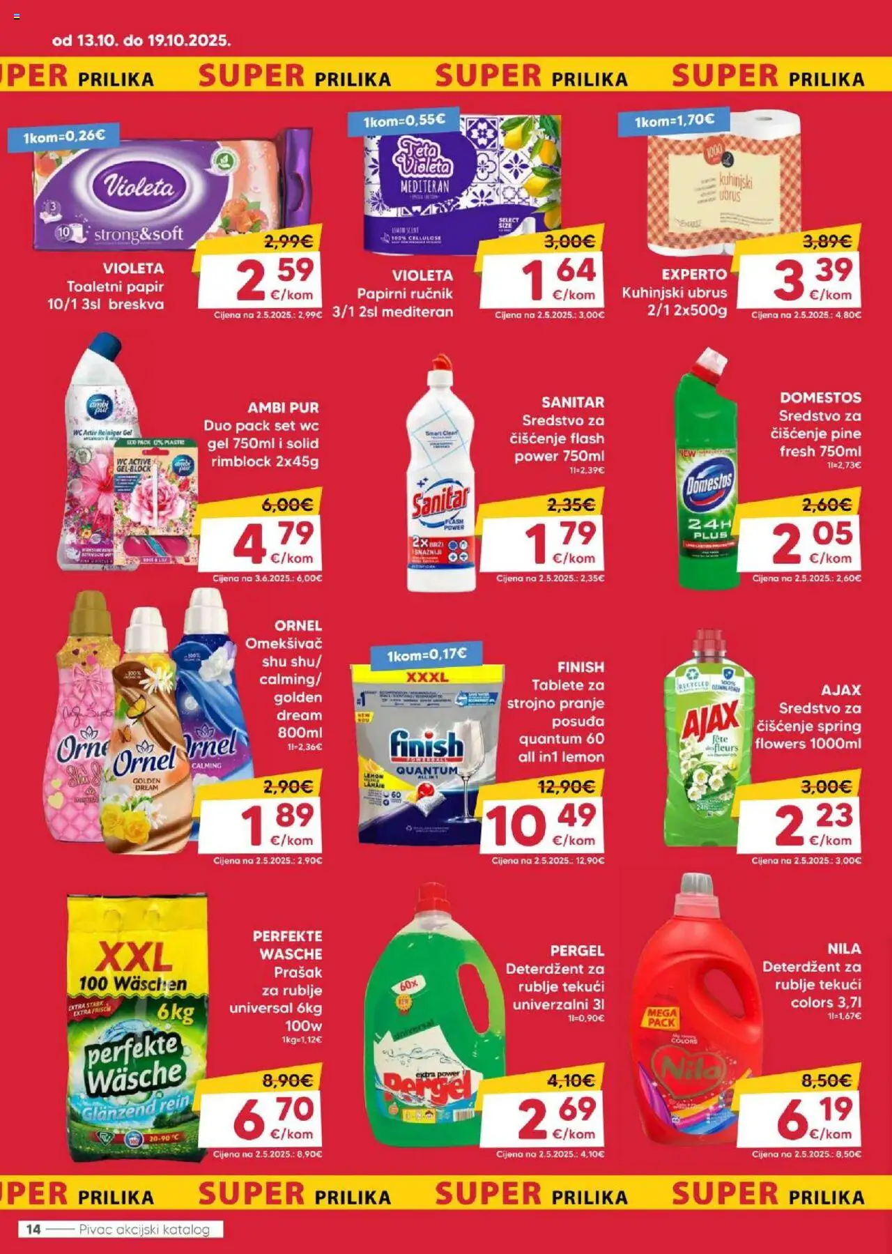 Pivac katalog | vrijedi od 13.10.2025 | Stranica: 14 | Proizvodi: Domestos, Nila, Finish, Violeta