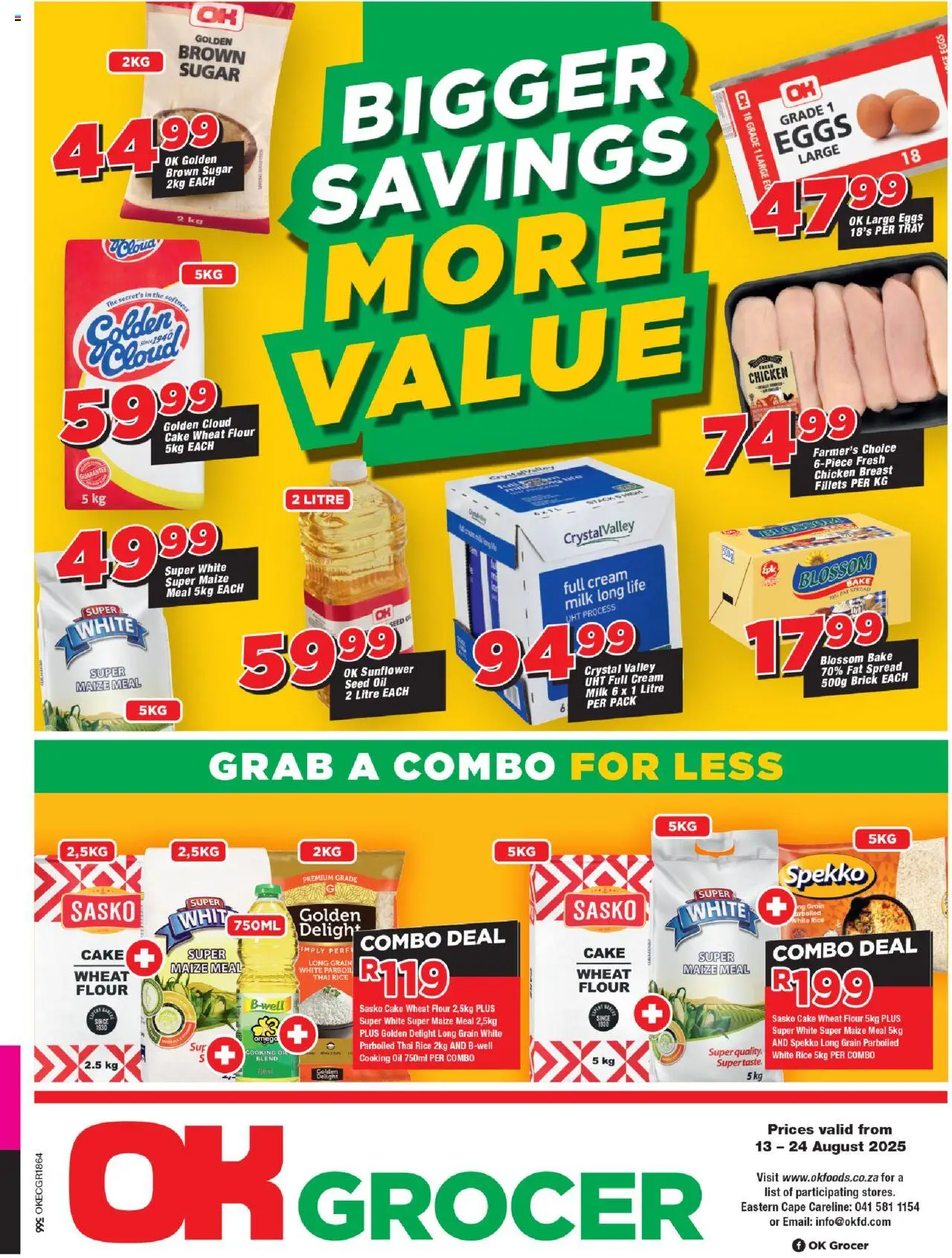 OK Foods Eastern Cape - OK Grocer │ valid from 13.08.2025 | Page: 1 | Products: Flour, Maize meal, Rice, Fat spread