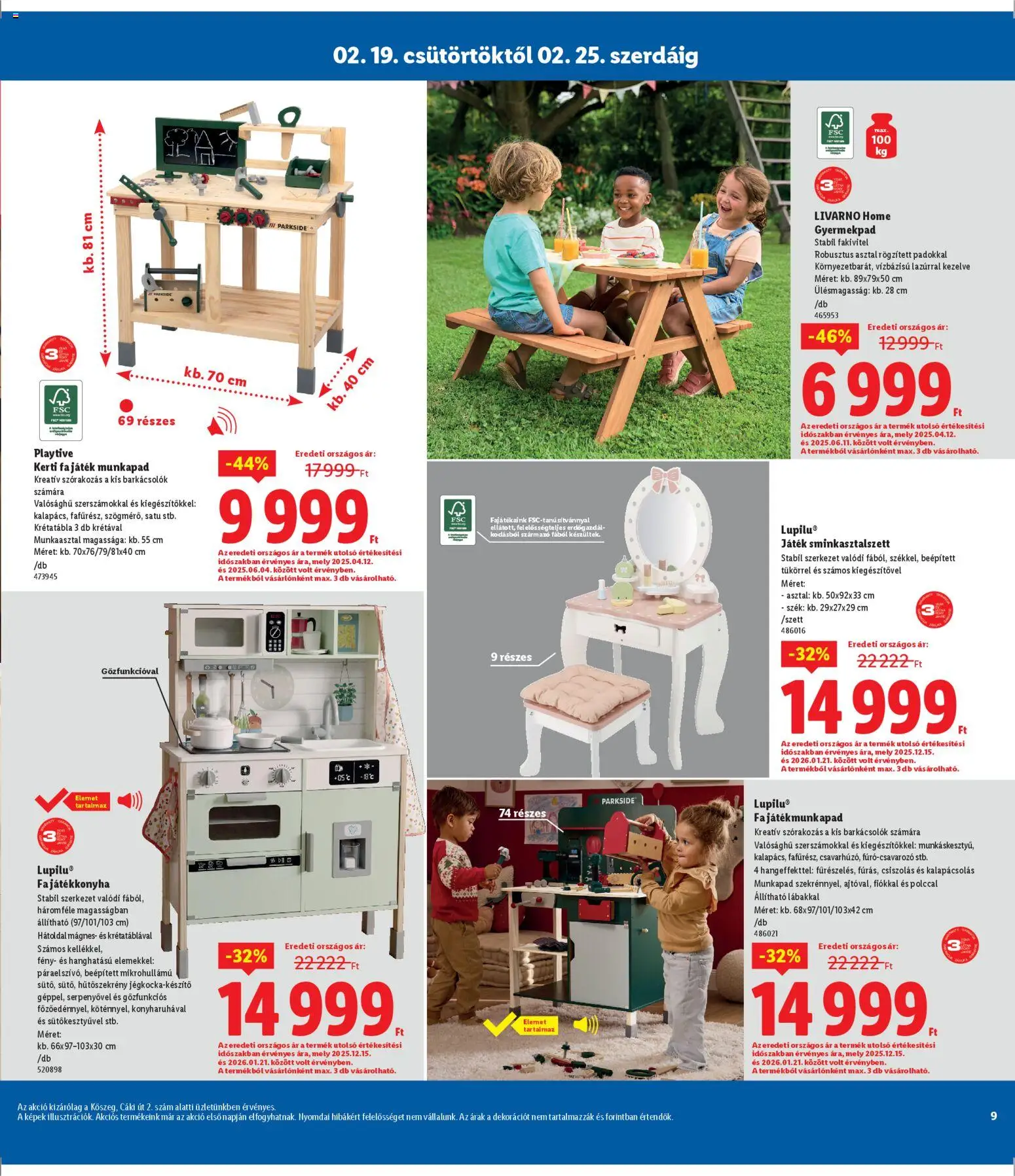 Lidl akciós ujság - amely érvényes a következő dátumtól: 19.02.2026 | Oldal: 9 | Termékek: Parkside, Munkapad, Hűtőszekrény, Szék