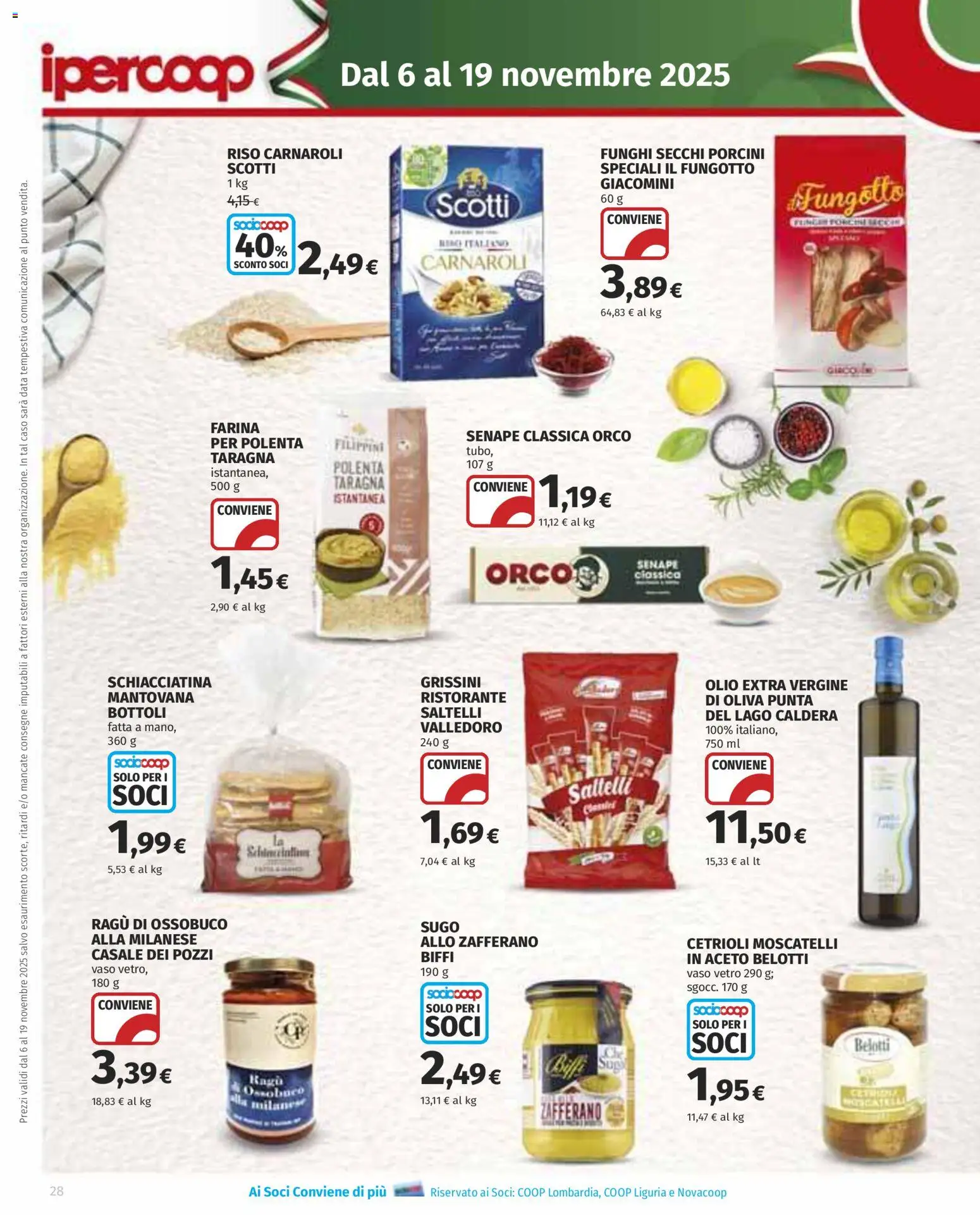 Volantino Ipercoop del 06.11.2025 | Pagina: 28 | Prodotti: Olio, Farina, Funghi, Vaso