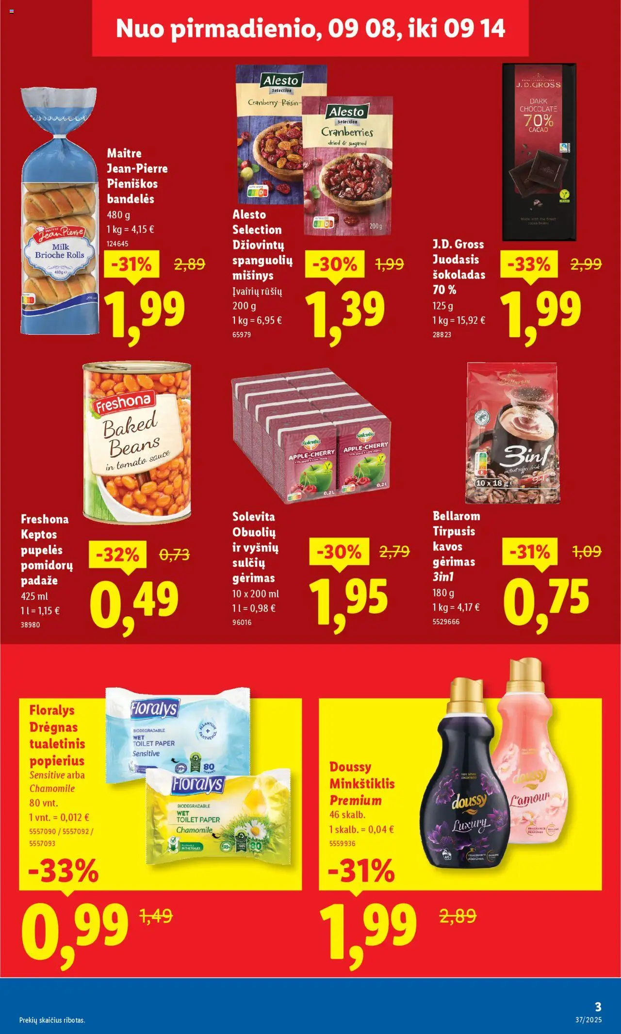 LIDL akcijos nuo 08.09.2025 | Puslapis: 3 | Prekių: Pupelės, Bandelės, Šokoladas