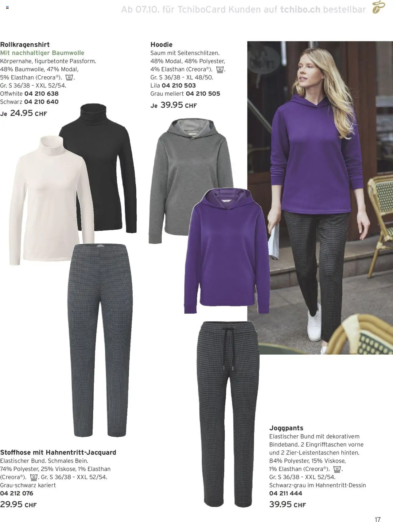Tchibo Aktionen – gültig ab 10.10.2025 | Seite: 17 | Produkte: Hoodie, Stoffhose