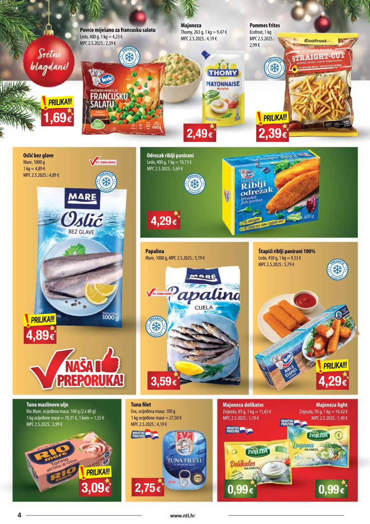 NTL katalog | vrijedi od 17.12.2025 | Stranica: 4 | Proizvodi: Pommes frites, Ledo, Štapići, Tuna