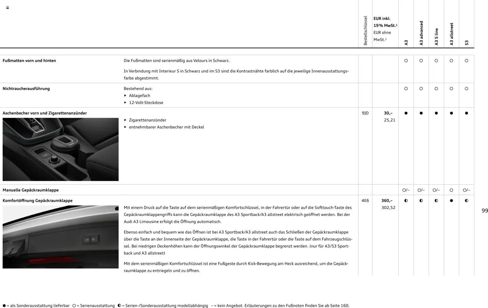 Audi A3 – gültig ab 28.10.2025 | Seite: 99