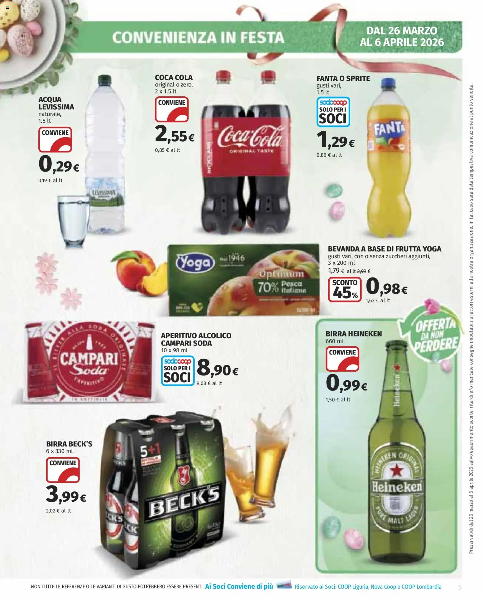 Volantino COOP del 26.03.2026 | Pagina: 5 | Prodotti: Birra, Acqua, Data, Fanta