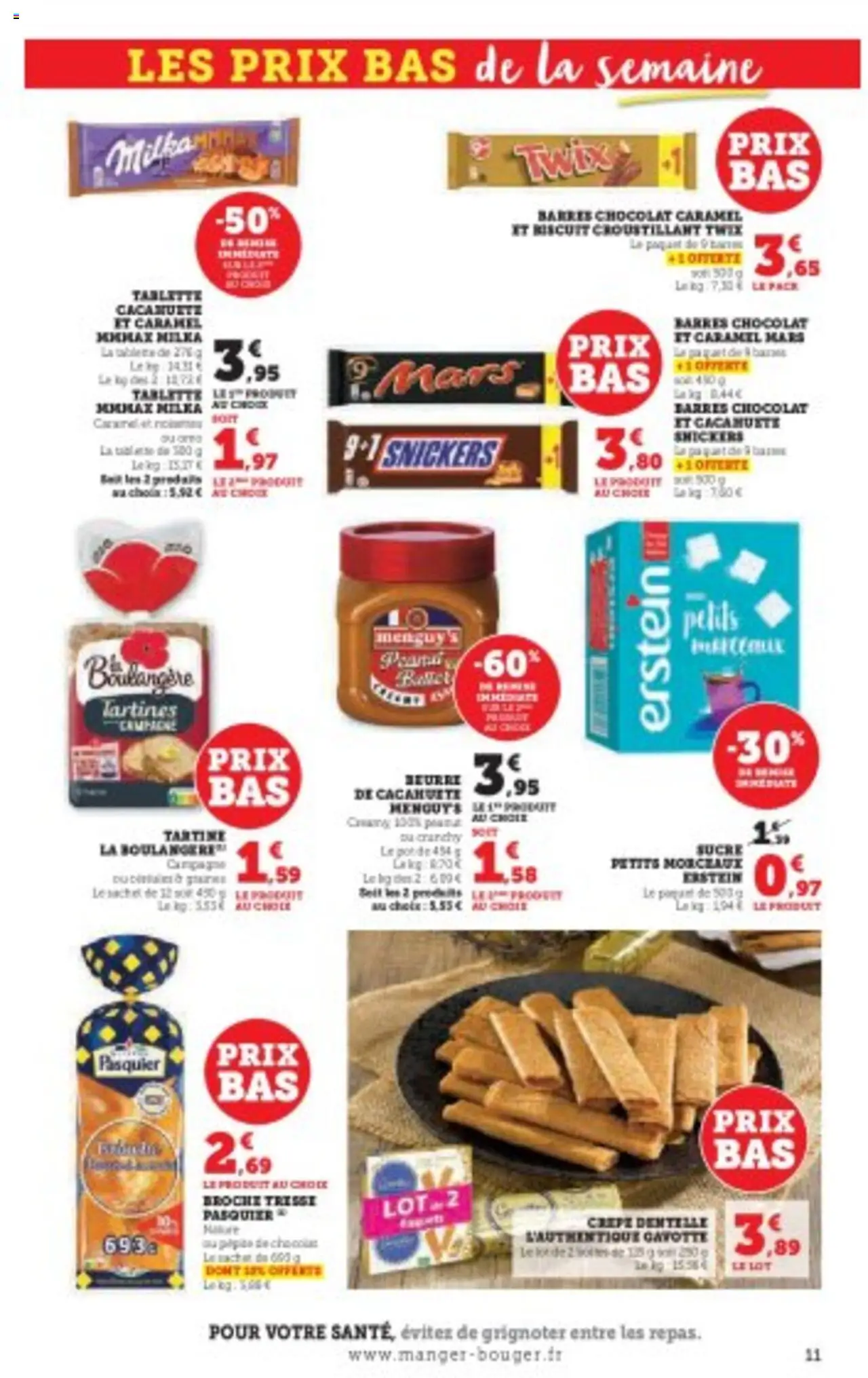 | Page: 11 | Produits: Tablette, Sucre, Beurre de cacahuète, Chocolat