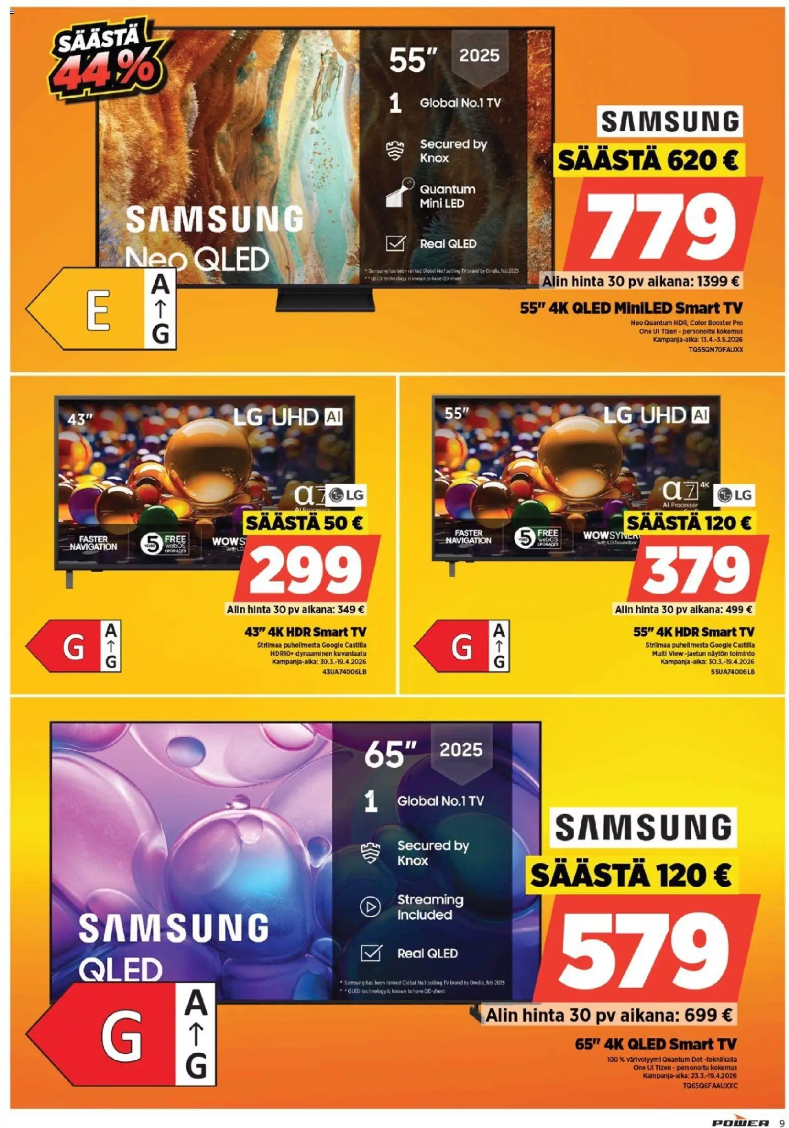 Power tarjoukset – voimassa 13.04.2026 alkaen | Sivu: 9 | Tuotteet: TV