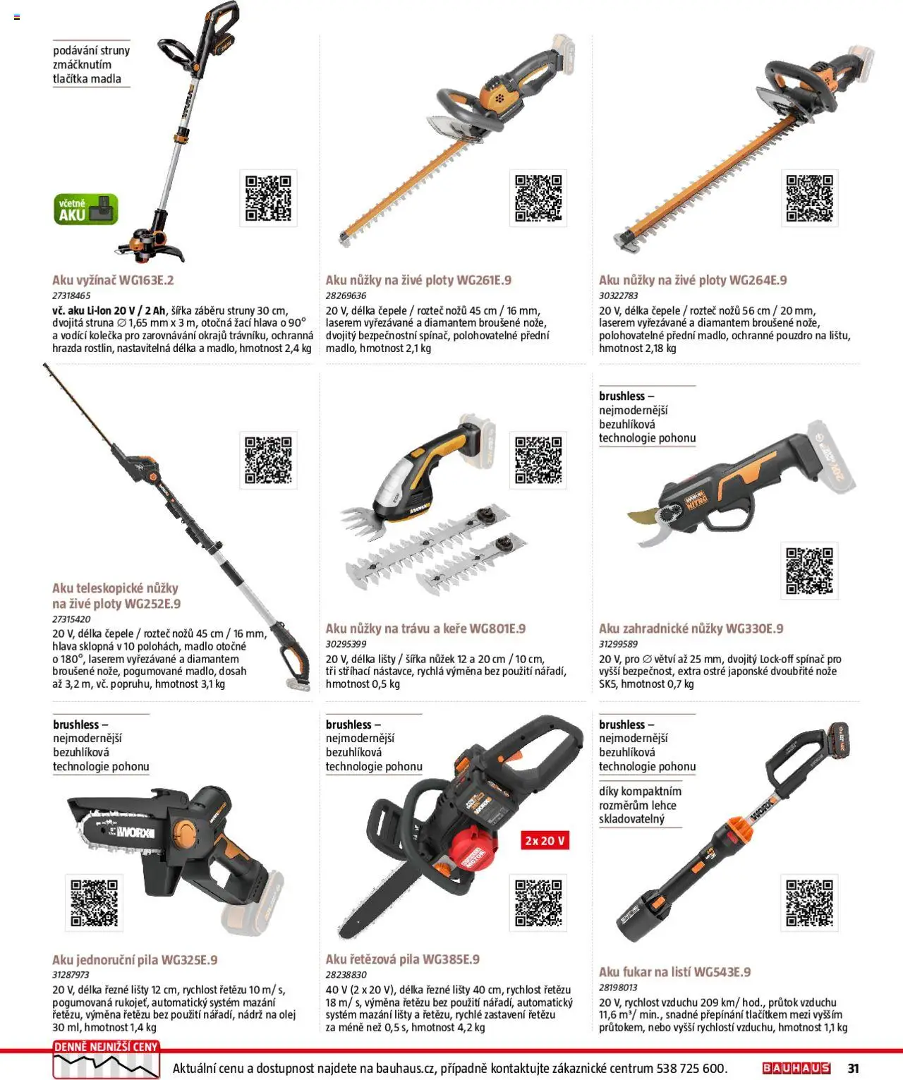 Bauhaus katalog Zahradní technika od 01.04.2025 | Strana: 31 | Produkty: Nůžky, Nože, Aku vyžínač, Pila