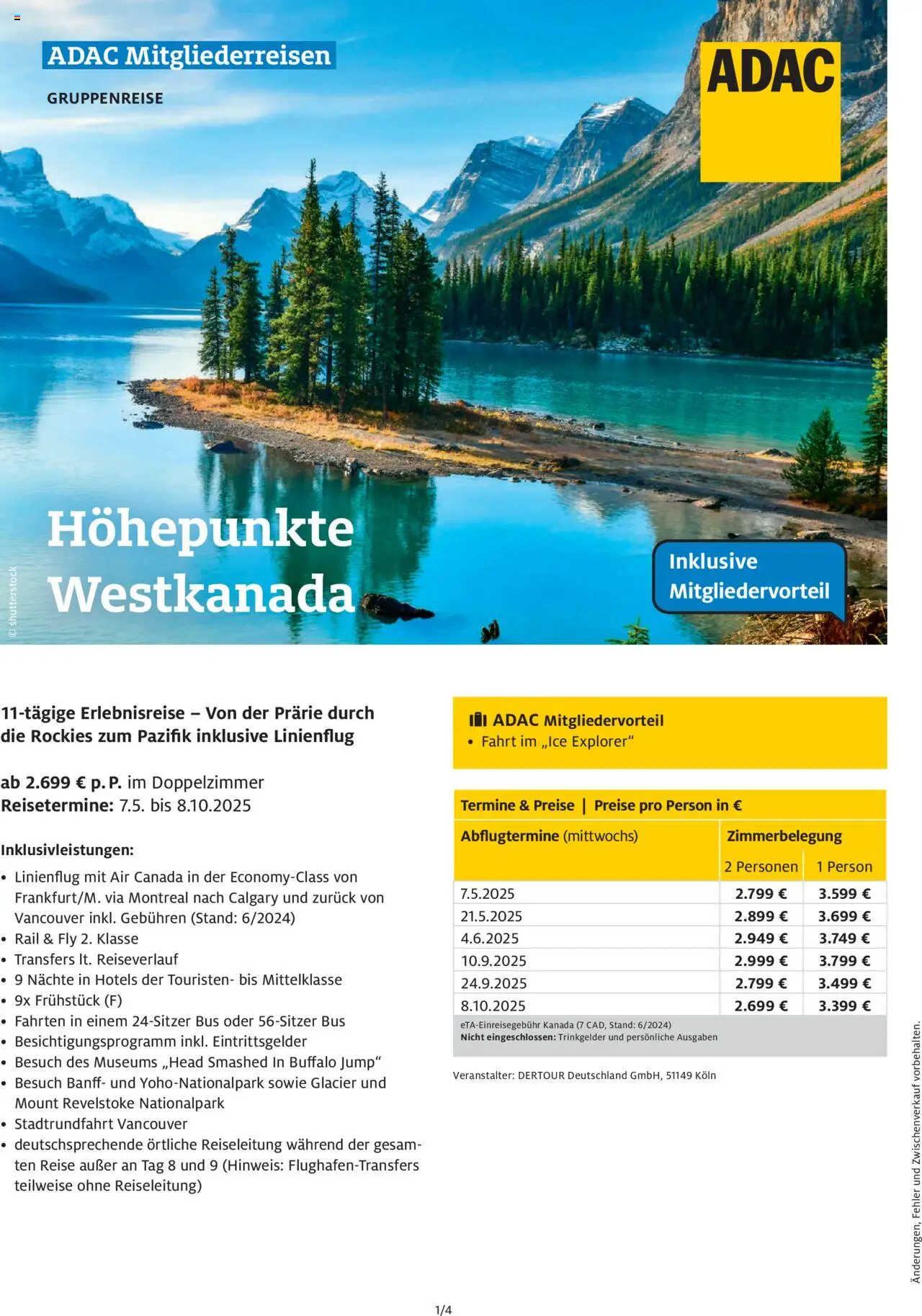 Galeria Reisen Westkanada - ADAC Mitgliederreisen - gültig ab dem 14.04.2025 | Seite: 1