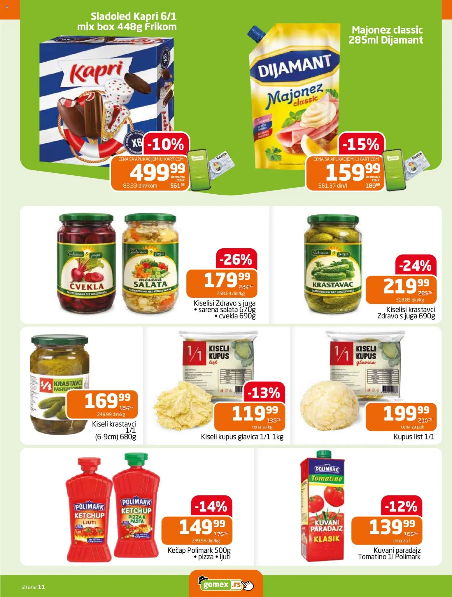 Gomex katalog - važi od 18.03.2026 | Strana: 11 | Proizvode: Krastavac, Kečap, Krastavci, Cvekla