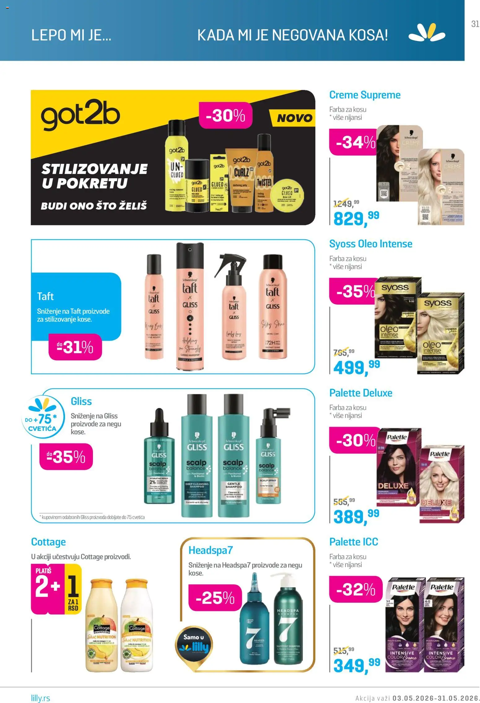 Lilly drogerie katalog - važi od 01.05.2026 | Strana: 31 | Proizvode: Syoss, Sto, Farba za kosu