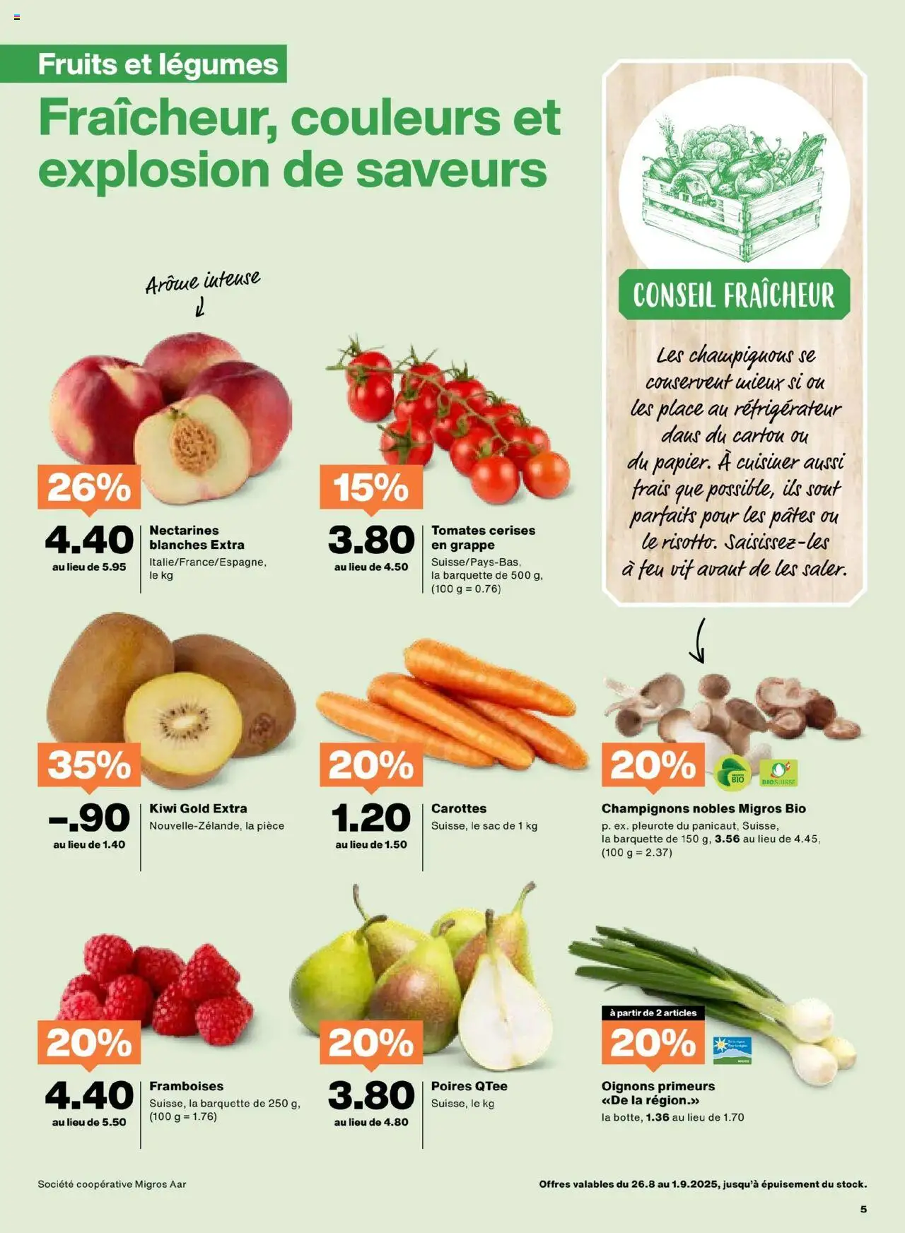 Migros Aktionen FR ab 26.08.2025 | Seite: 5 | Produkte: Champignons, Kiwi