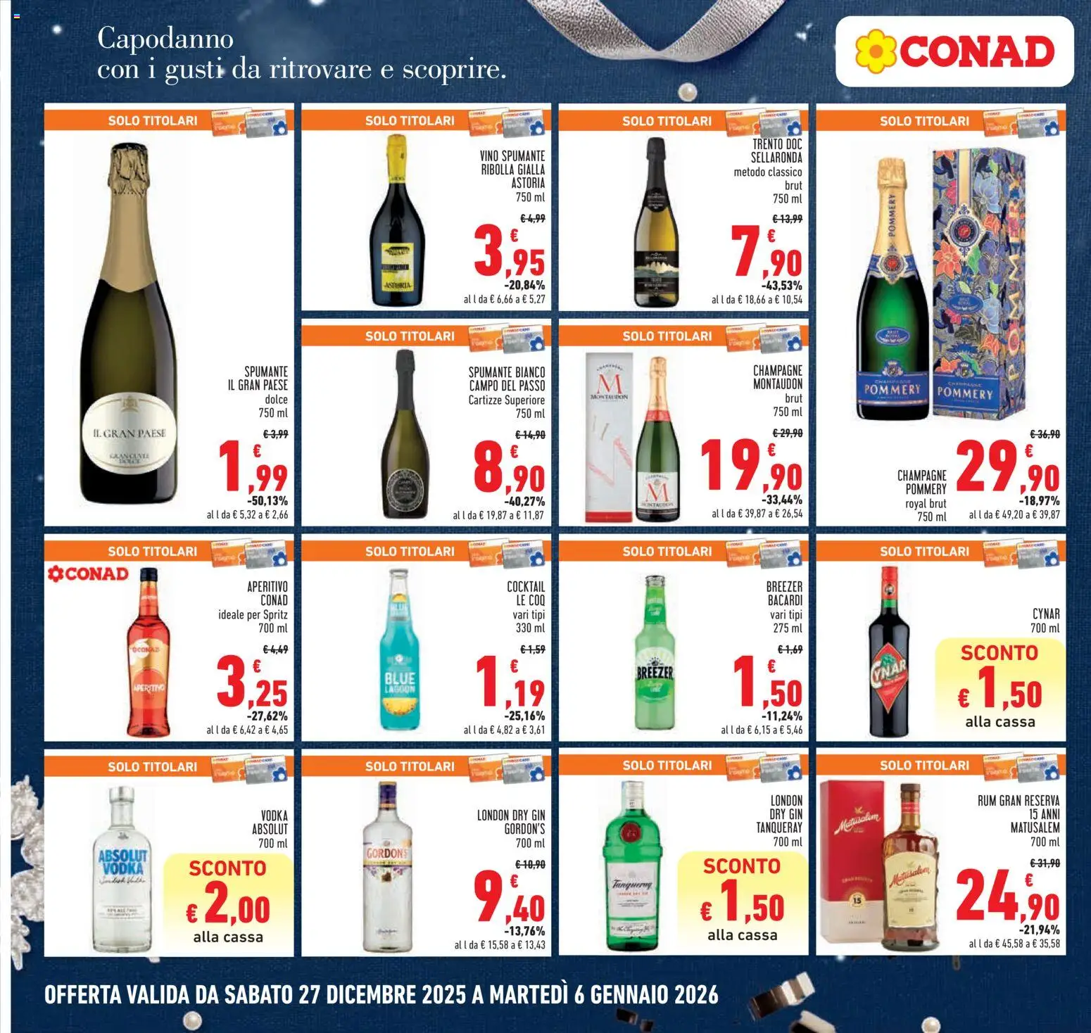 Volantino Conad del 27.12.2025 | Pagina: 4 | Prodotti: Gin, Rum, Champagne, Aperitivo