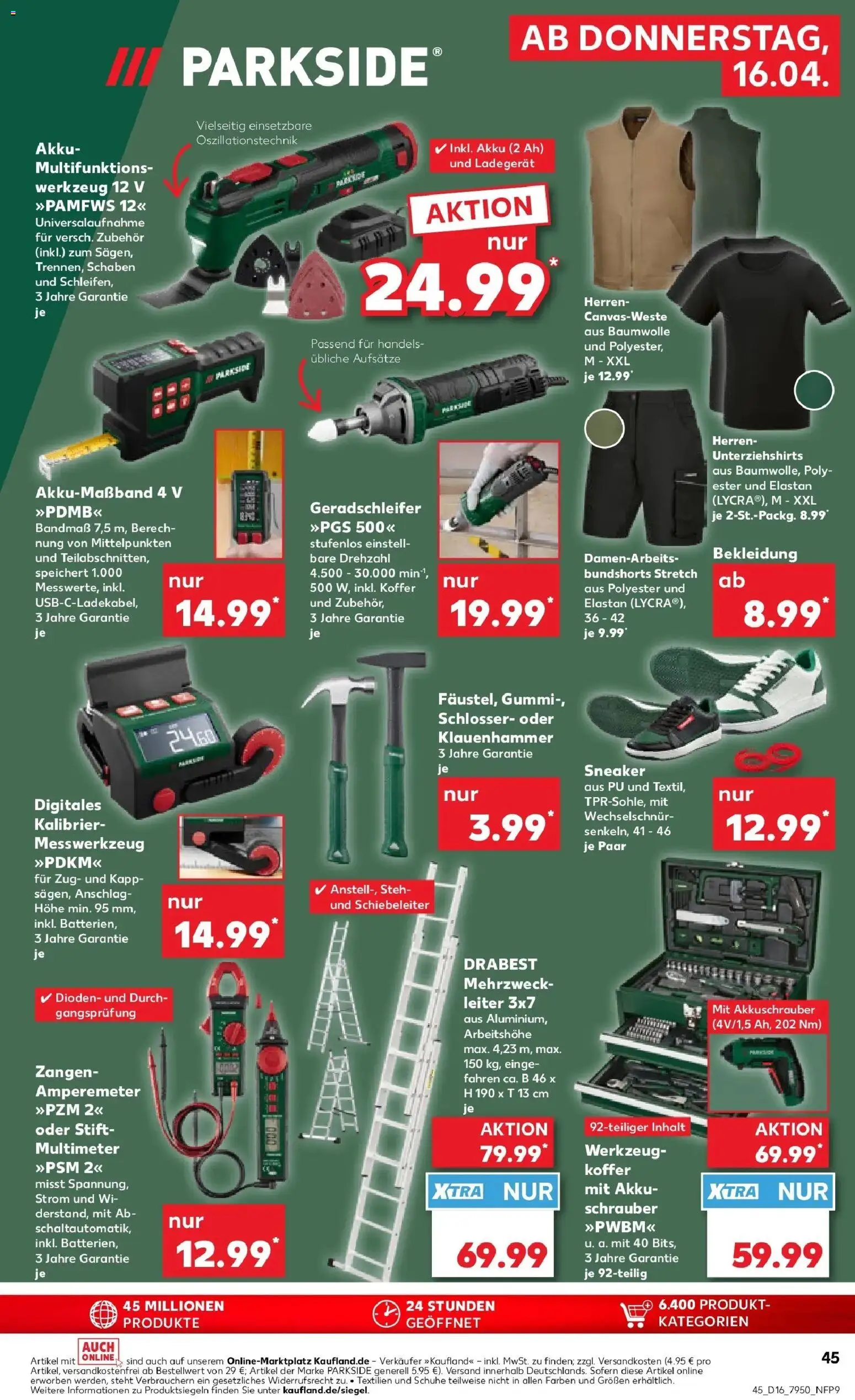 Kaufland Prospekt Heide	 – gültig ab 16.04.2026 | Seite: 45 | Produkte: Akkuschrauber, Bekleidung, Koffer, Ladegerät