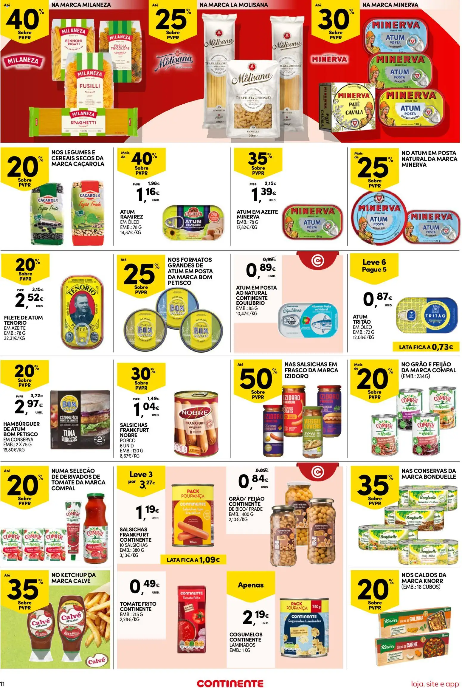 Continente Semanal Continente Bom Dia │ válido de 10.03.2026 | Página: 11 | Produtos: Soja, Milaneza, Knorr, Carne