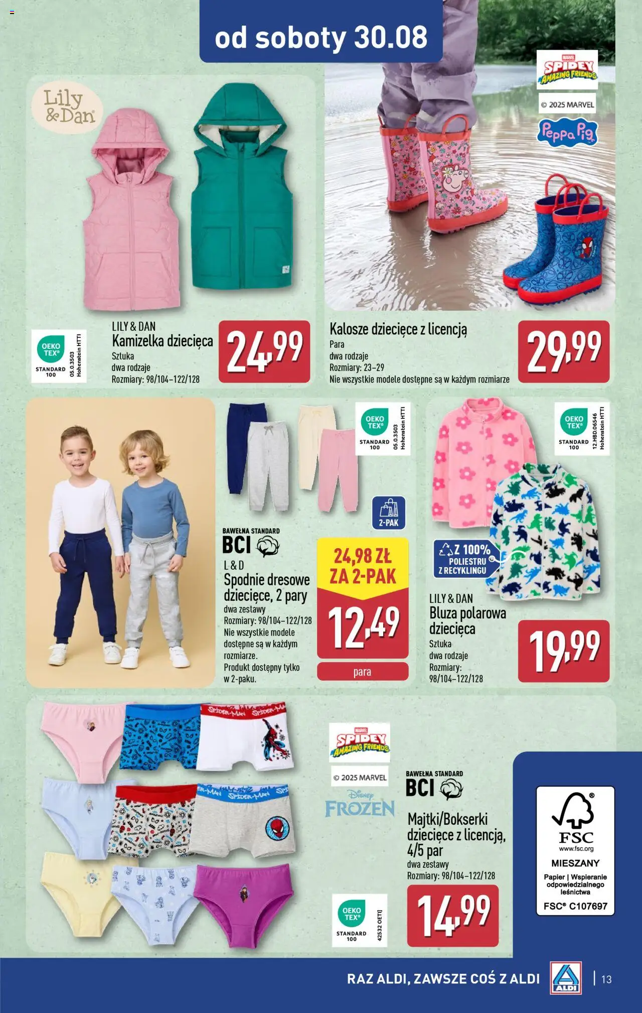 Aldi Gazetka - Hity od Środy i od Soboty od 27.08.2025 | Strona: 13 | Produkty: Kamizelka, Spodnie, Kalosze