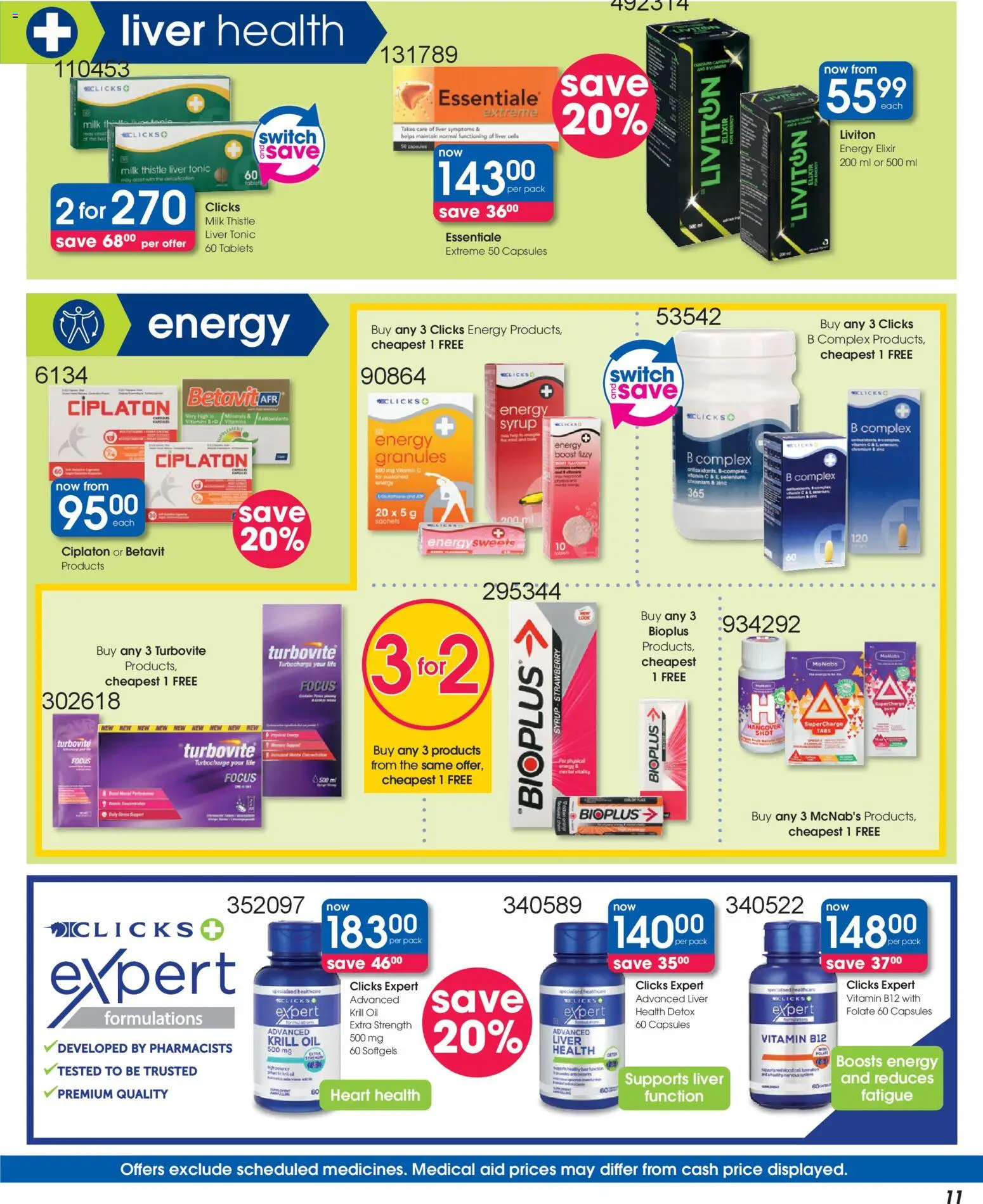 New Clicks catalogue – valid from 30.12.2025 | Page: 11 | Products: Tonic, Milk, Oil, Switch