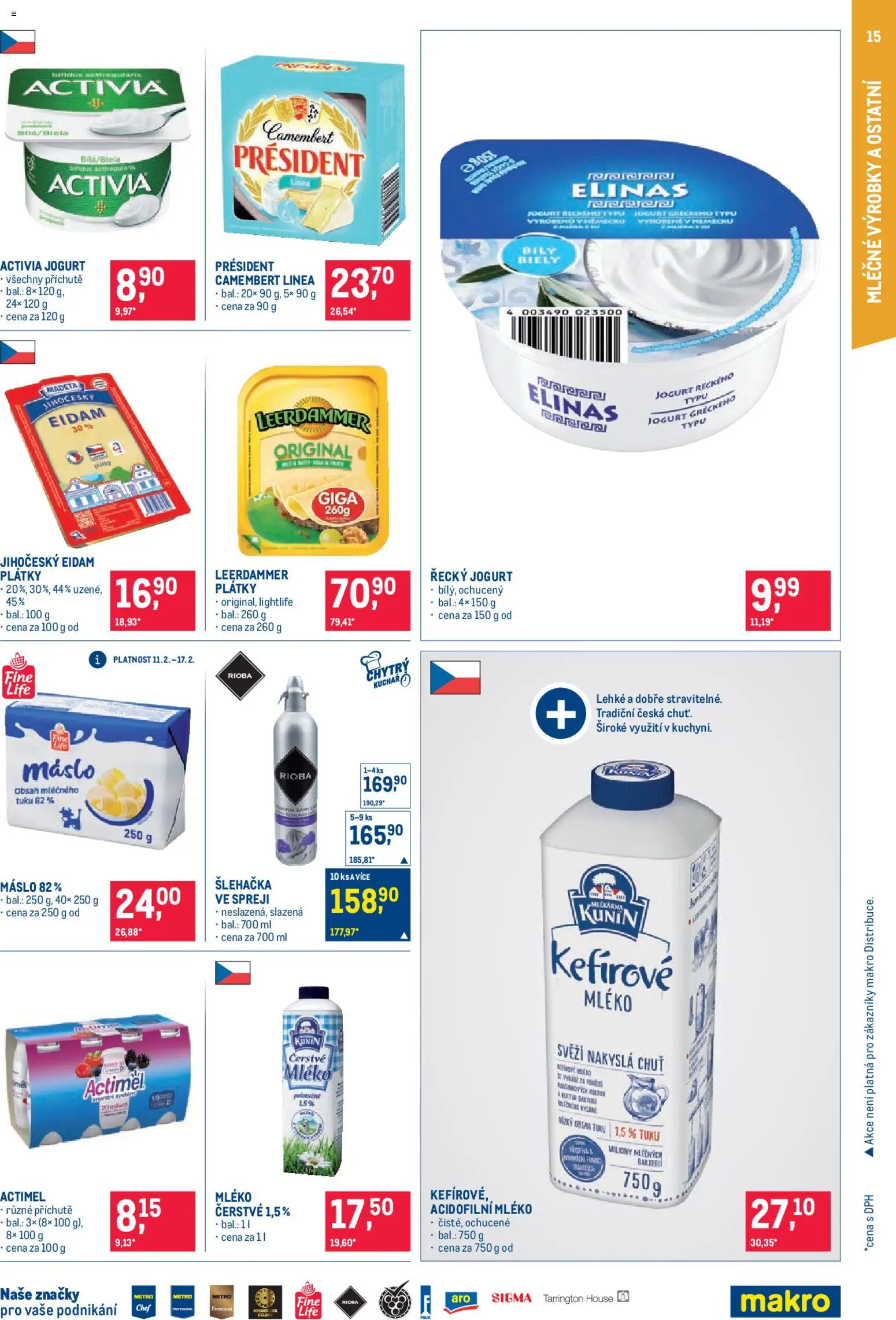 Makro leták - Pro milovníky jídla od 11.02.2026 | Strana: 15 | Produkty: Řecký jogurt, Mléko, Acidofilní mléko, Actimel
