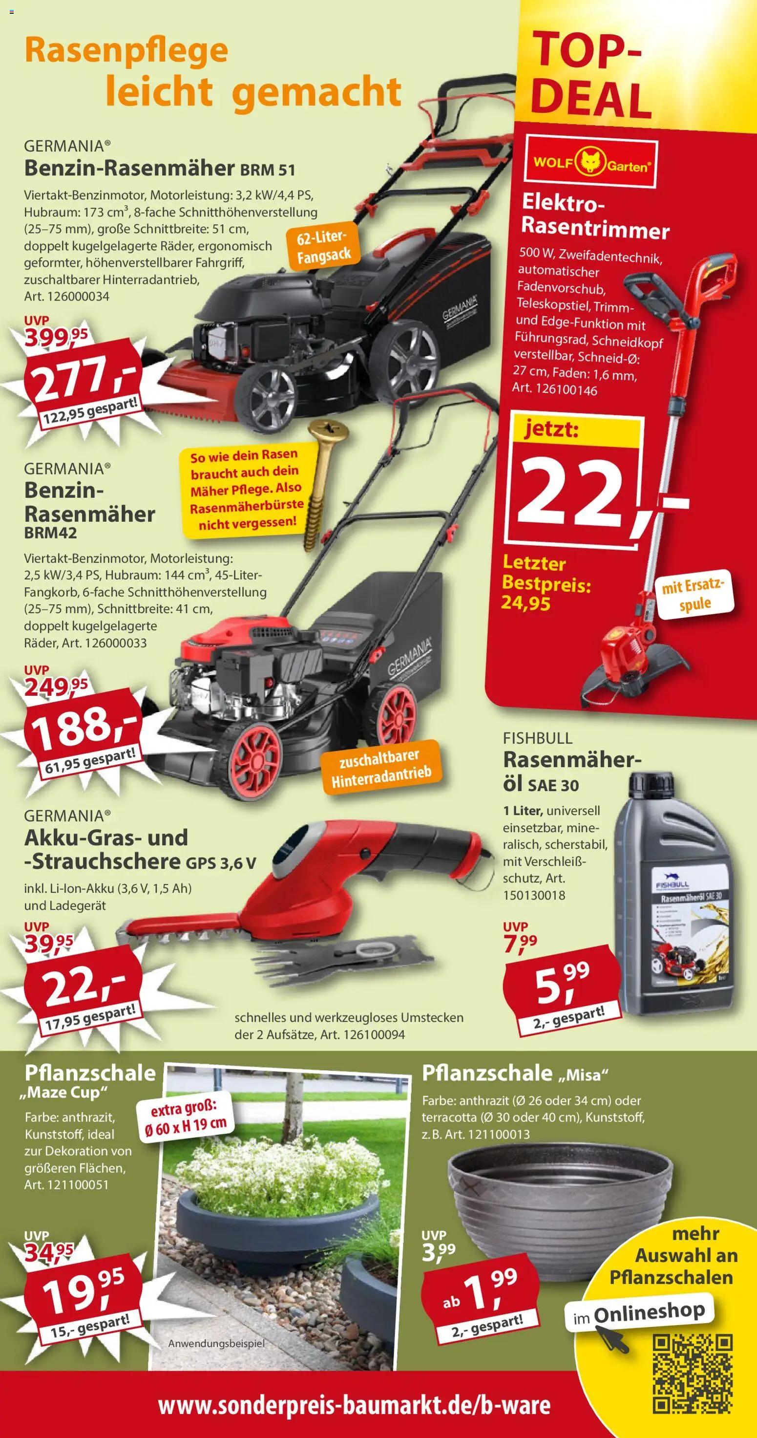 Sonderpreis Baumarkt Prospekt 	 – gültig ab 18.04.2026 | Seite: 9 | Produkte: Top, Rasenmäher, Öl, Ladegerät