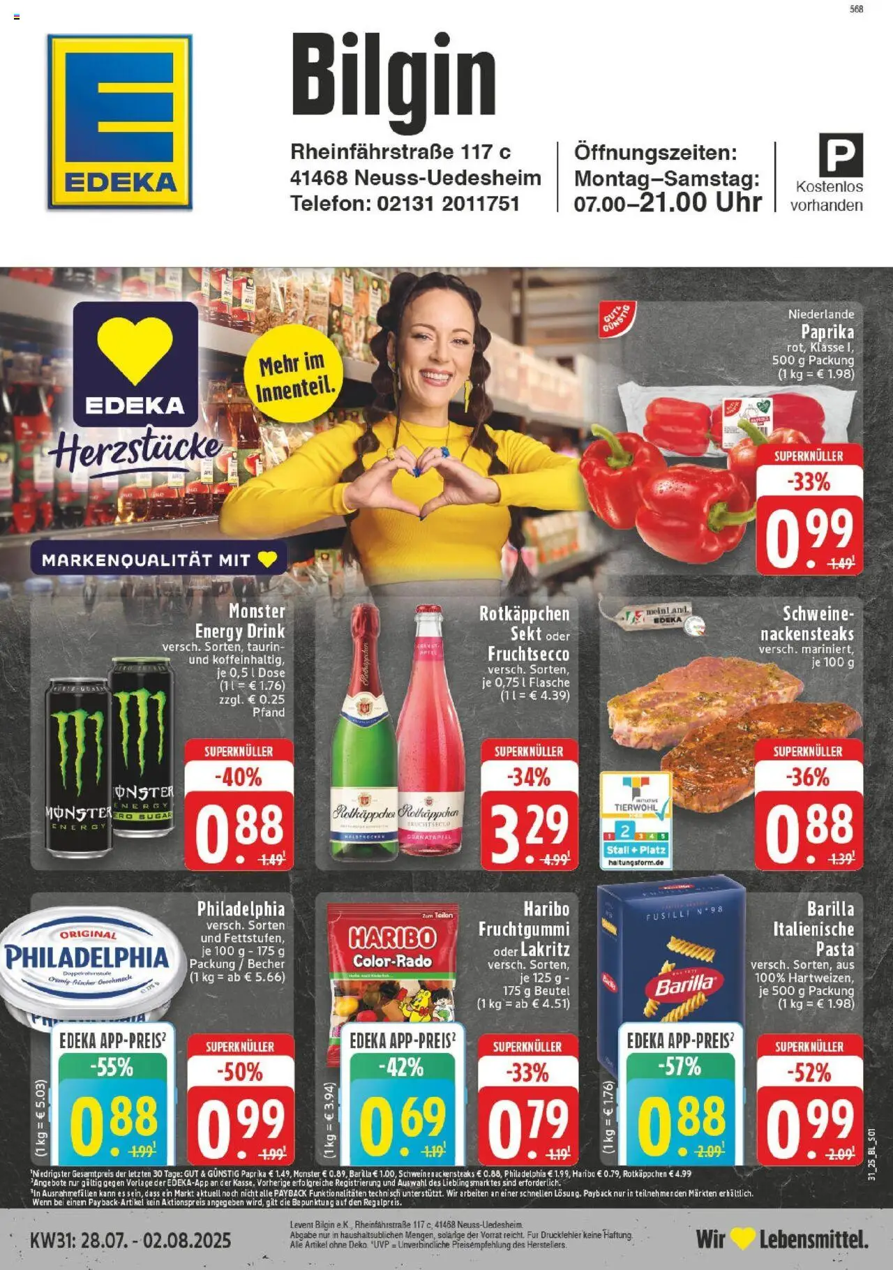 Edeka prospekt Neuss	 - gültig ab dem 27.07.2025 | Seite: 1 | Produkte: Barilla, Sekt, Monster, Rotkäppchen