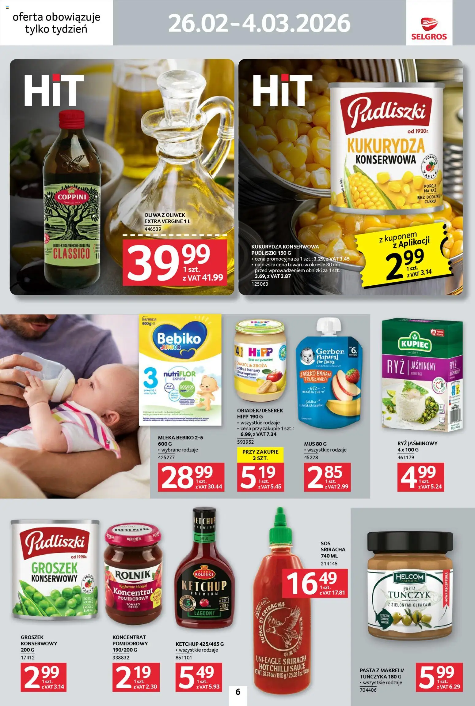 Selgros cash&carry Gazetka - Jeszcze więcej super promocji od 26.02.2026 | Strona: 6 | Produkty: Groszek, Mleka, Sriracha, Ryż