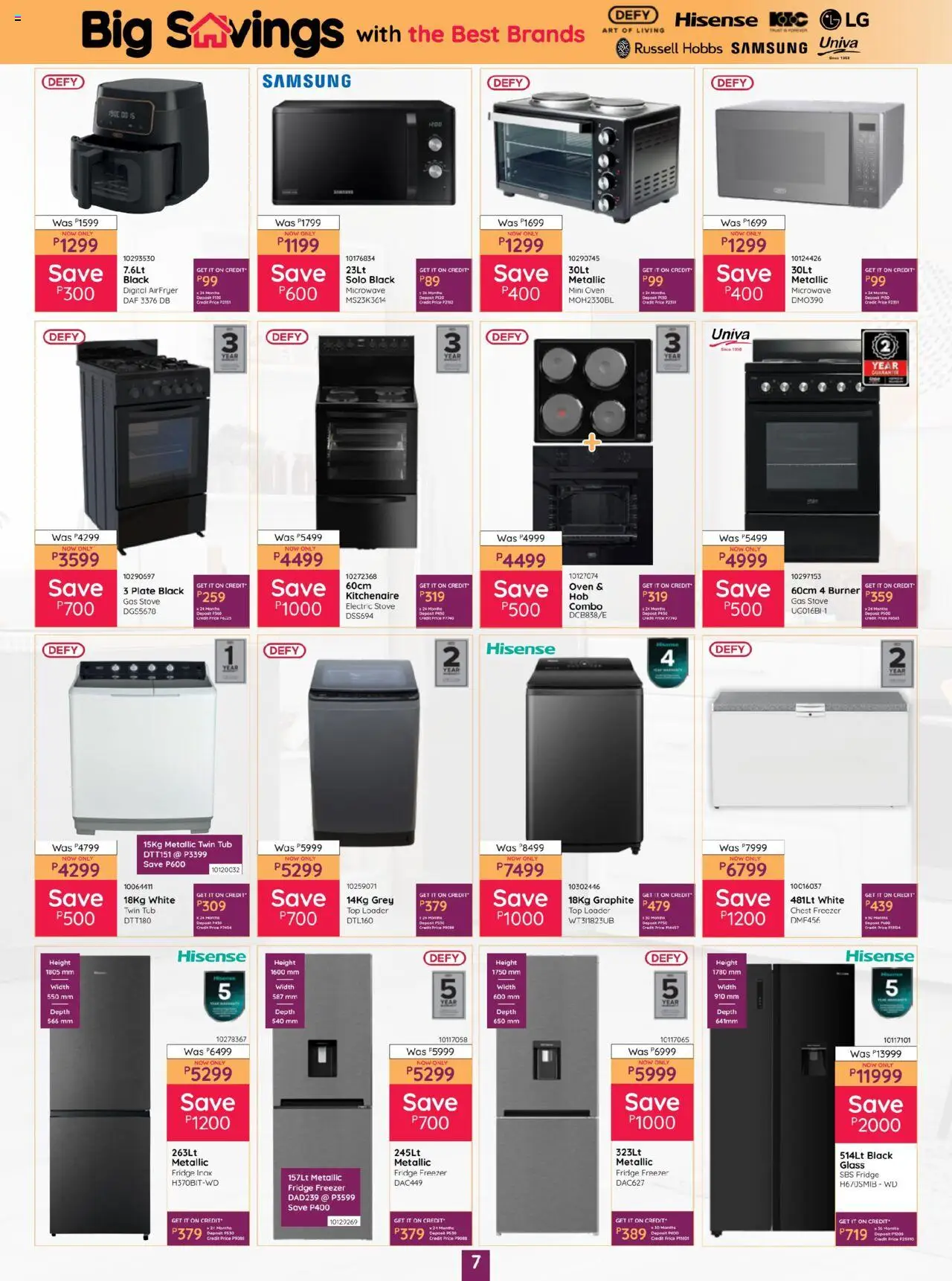 Bradlows Botswana Catalogue │ valid from 21.08.2025 | Page: 7 | Products: Stove, Plate, Gas stove, Chest freezer