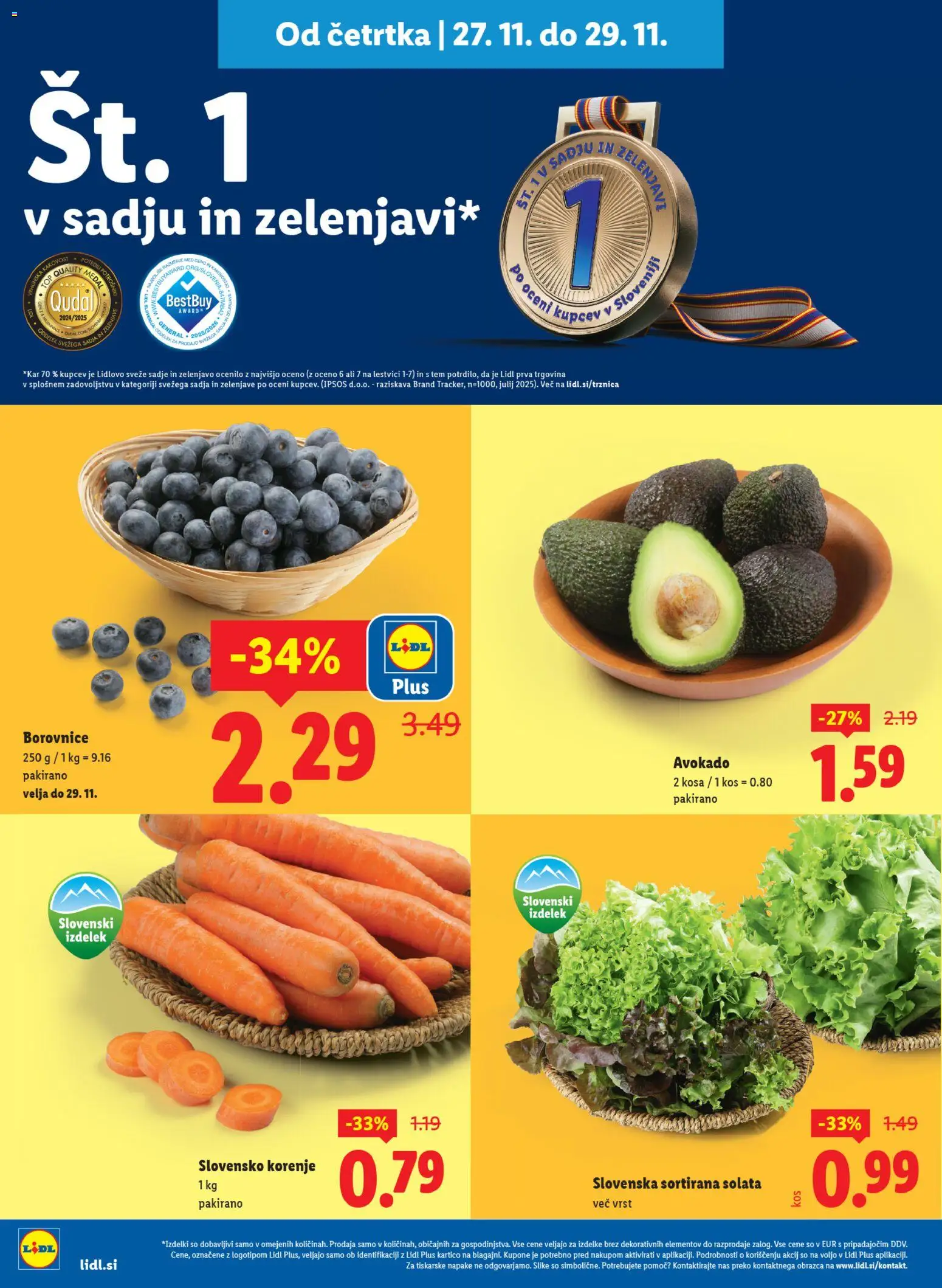Novi Lidl katalog ponudbe – veljaven od 27.11.2025 | Stran: 4 | Izdelki: Kos, Borovnice, Solata, Sadje