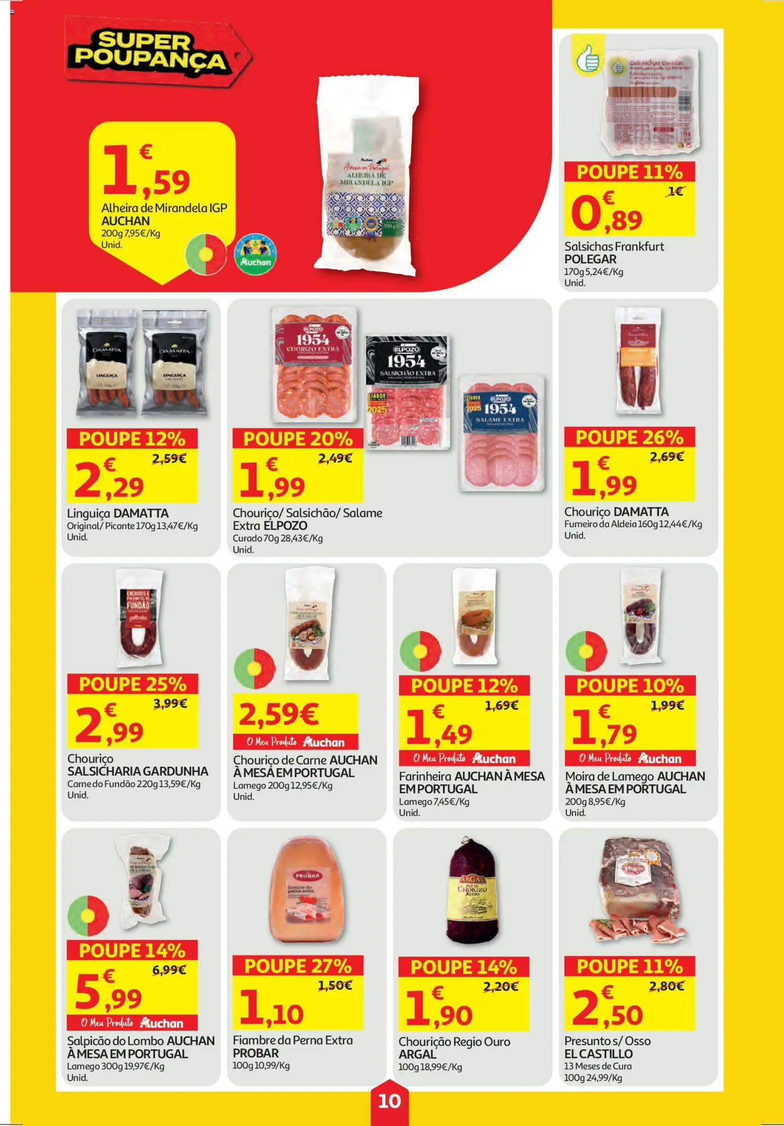 Auchan folheto │ válido de 26.03.2026 | Página: 10 | Produtos: Salpicão, Lombo, Carne, Alheira