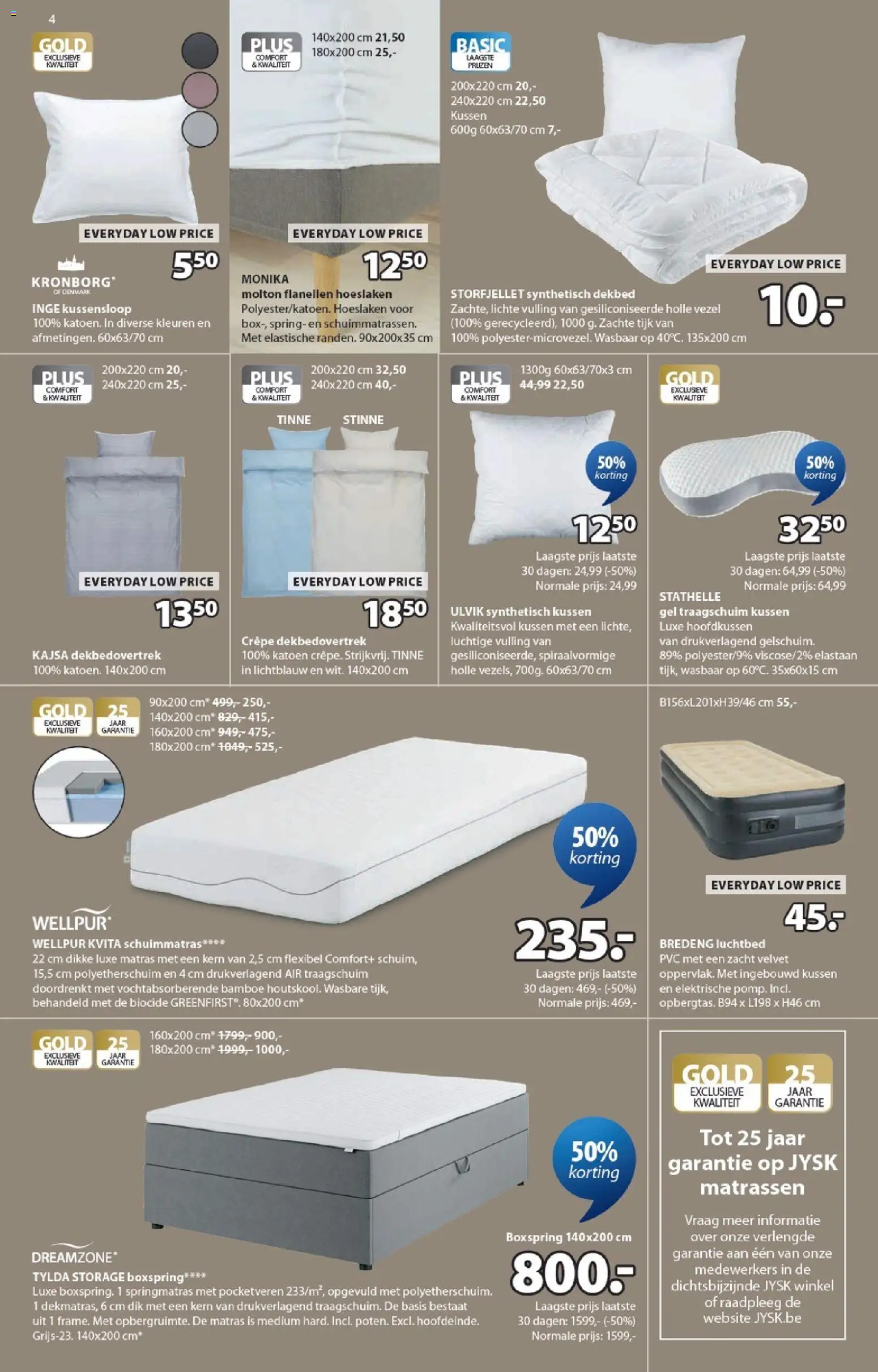 {H1} | Pagina: 4 | Producten: Matras, Kussen, Gel, Dekbed