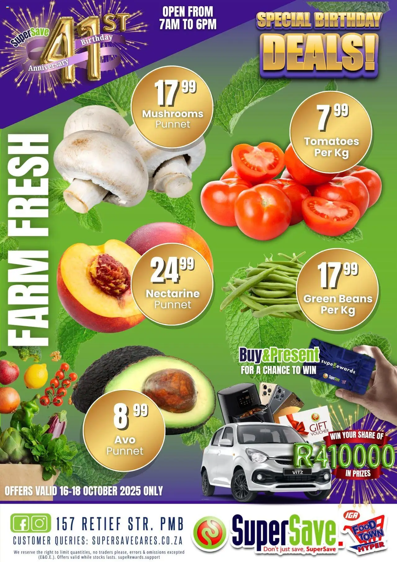 New Super Save catalogue – valid from 16.10.2025 | Page: 5 | Products: Mushrooms, Beans, Tomatoes