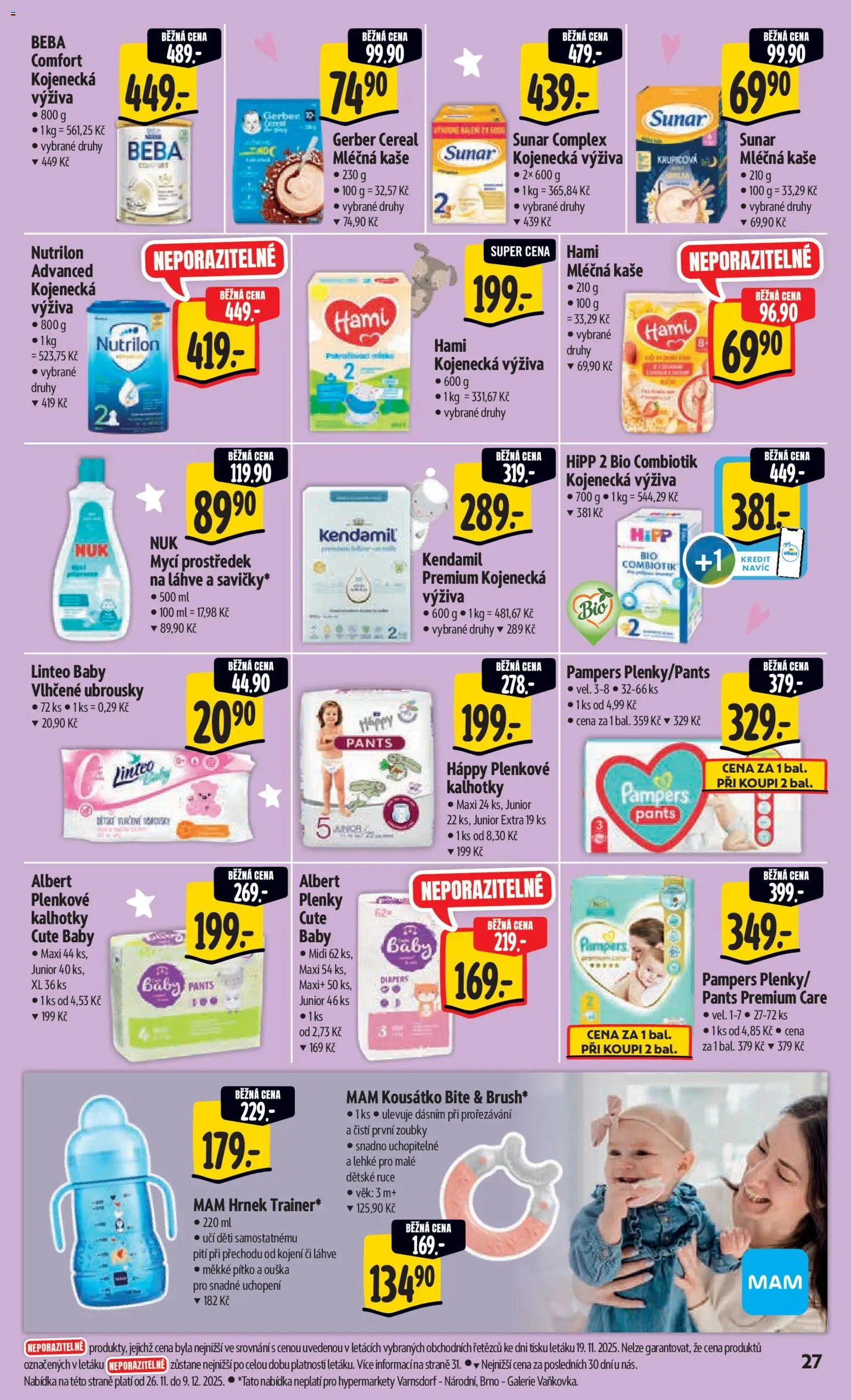 Albert leták - Hypermarket od 26.11.2025 | Strana: 37 | Produkty: Mléčná kaše, Ubrousky, Pampers, Pants