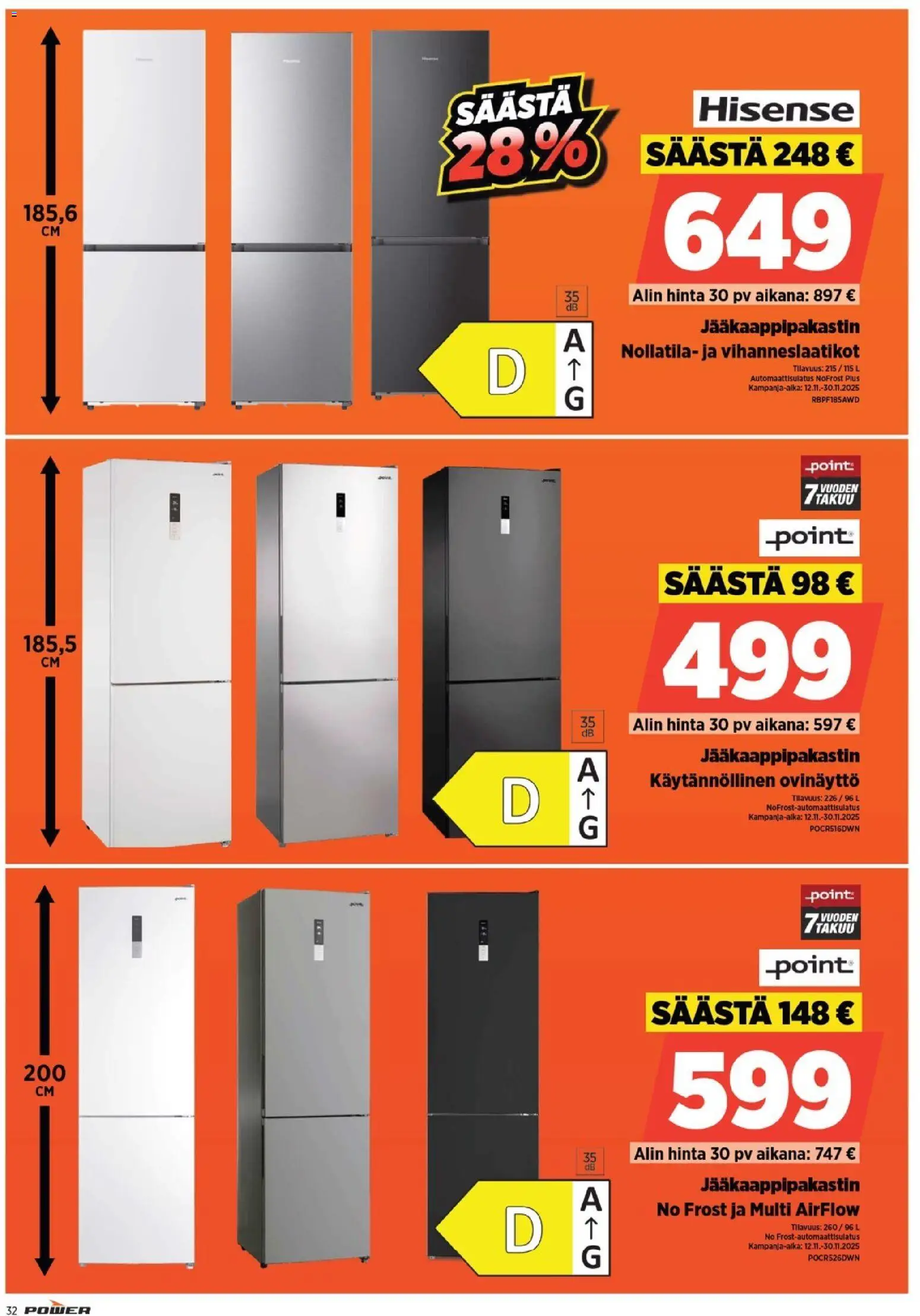 Power - Black Friday – voimassa 12.11.2025 alkaen | Sivu: 32 | Tuotteet: Jääkaappipakastin