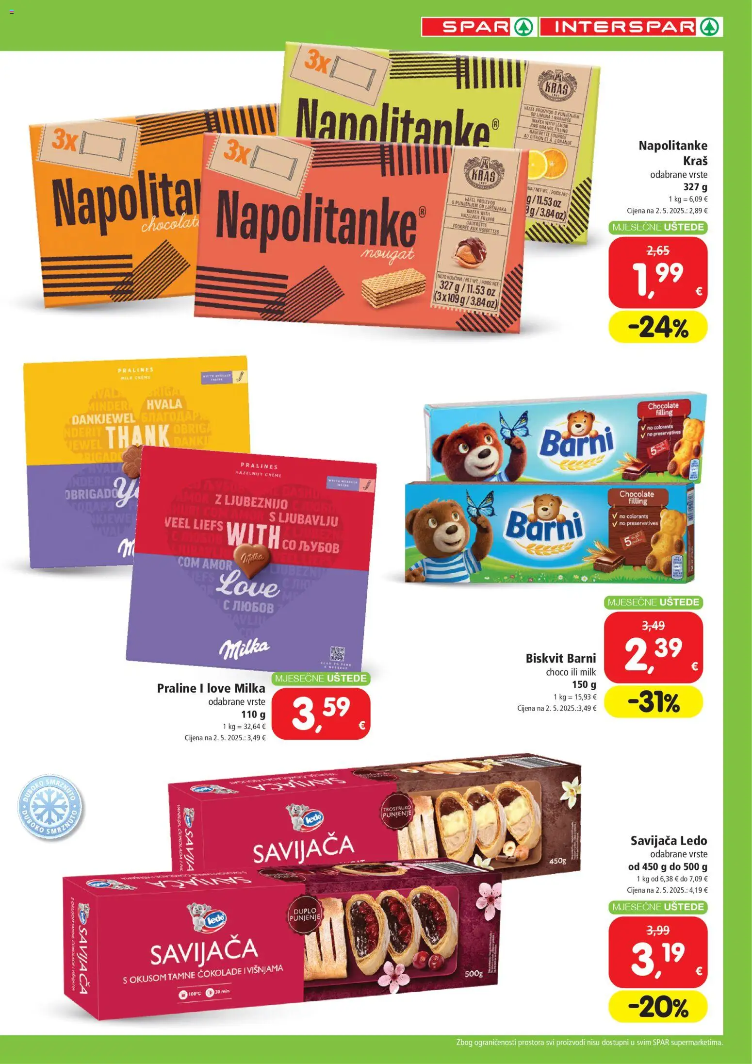 Interspar katalog | vrijedi od 05.11.2025 | Stranica: 3 | Proizvodi: Praline, Ledo, Napolitanke, Milka