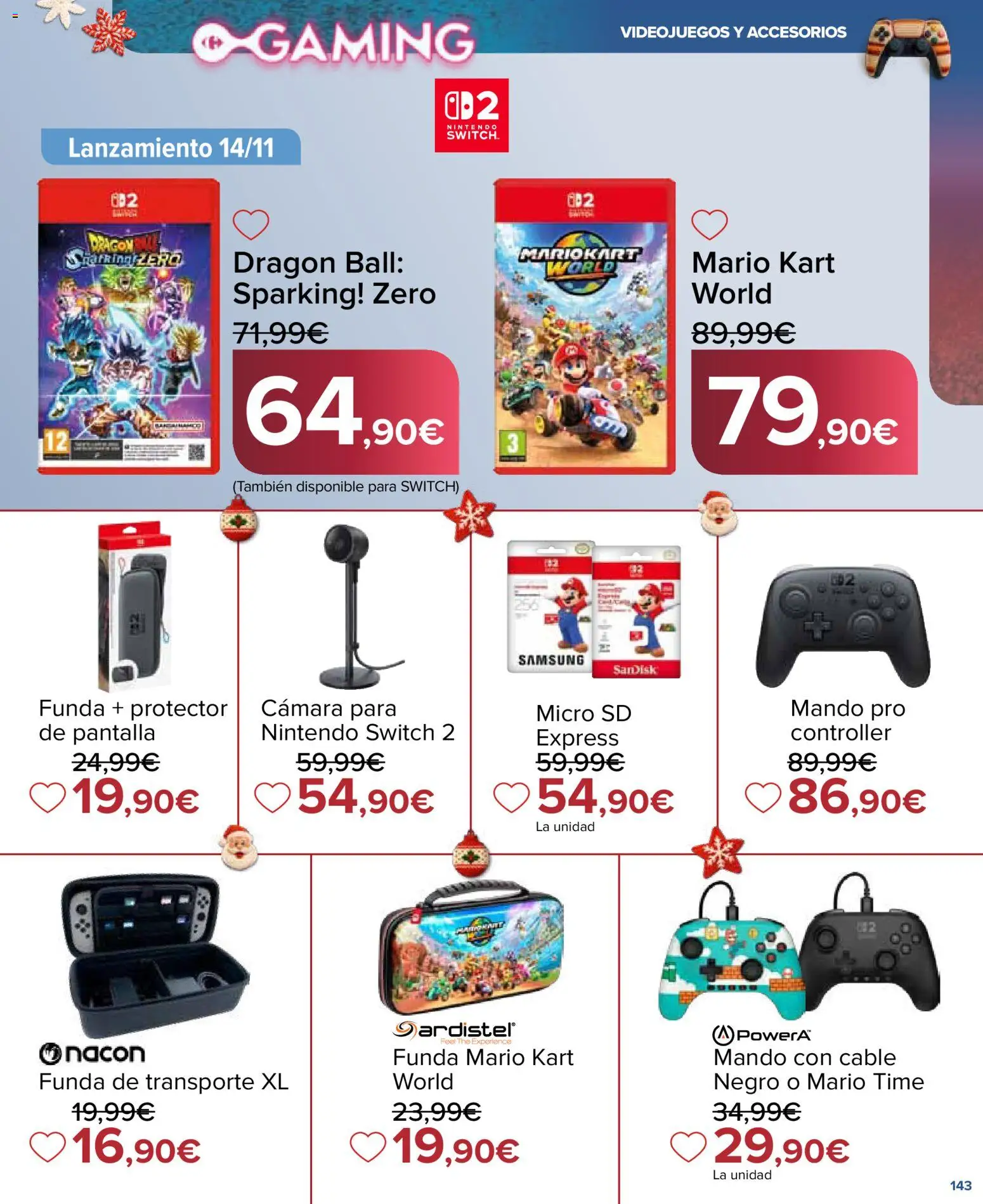 Carrefour Juguetes │ válido desde el 07.11.2025 | Página: 143 | Productos: Nintendo, Cámara, Cable, Funda