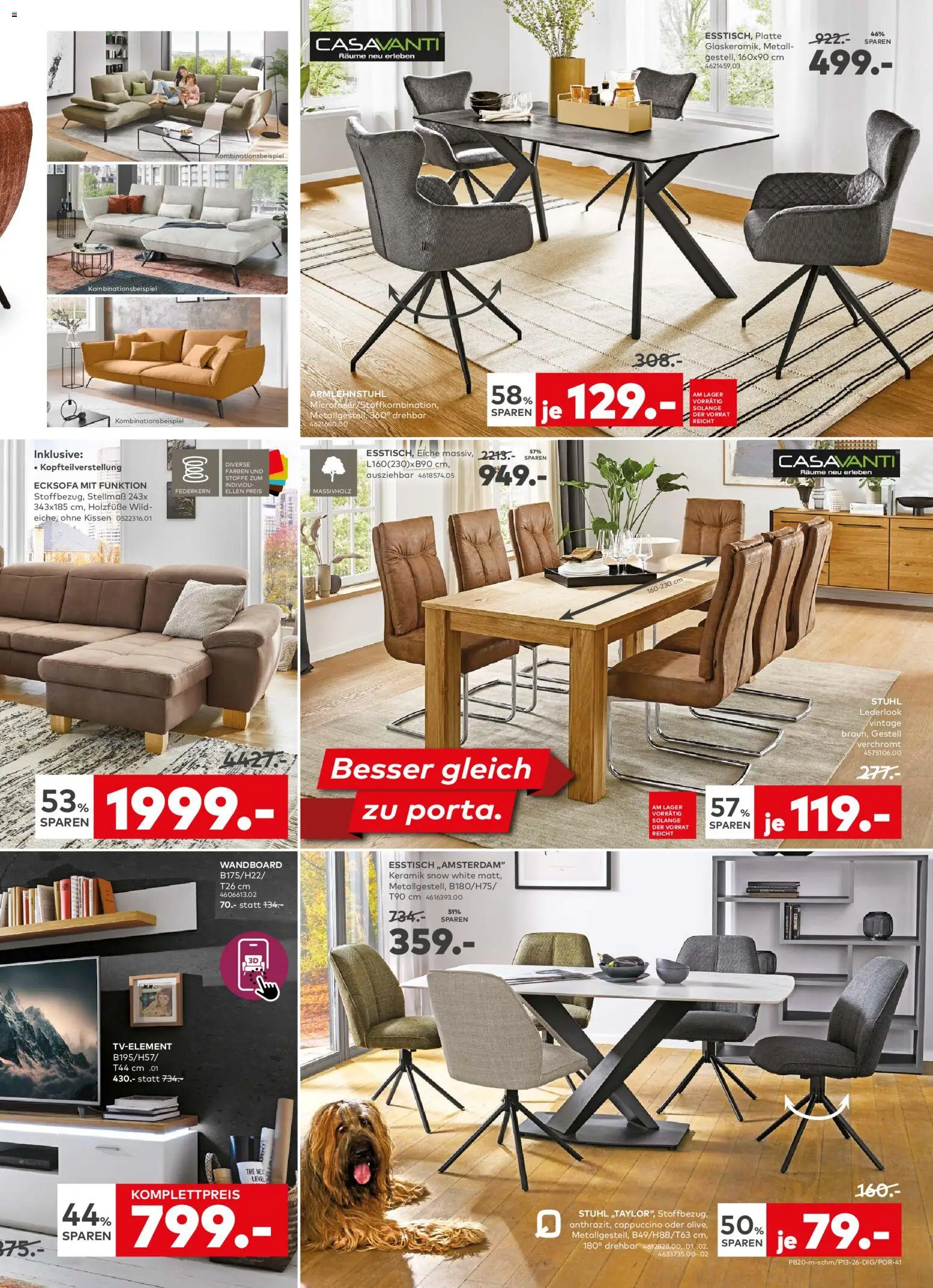 Porta! Prospekt Super Spar Tage Aachen – gültig ab 16.03.2026 | Seite: 5 | Produkte: Ecksofa, Wandboard, Esstisch, Stuhl