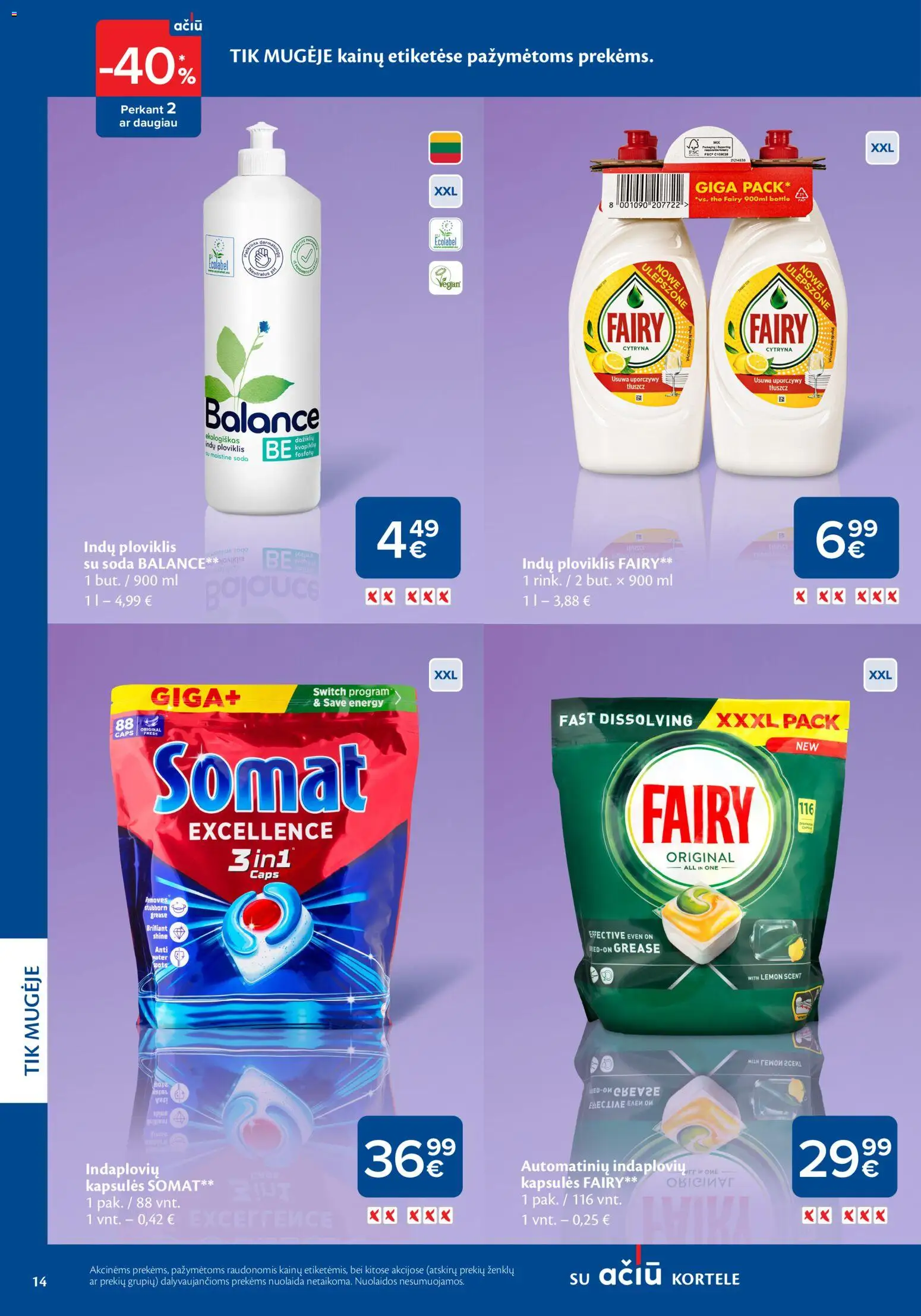 MAXIMA akcijos nuo 05.03.2026 | Puslapis: 14 | Prekių: Ploviklis, Indaplovių kapsulės, Indų ploviklis