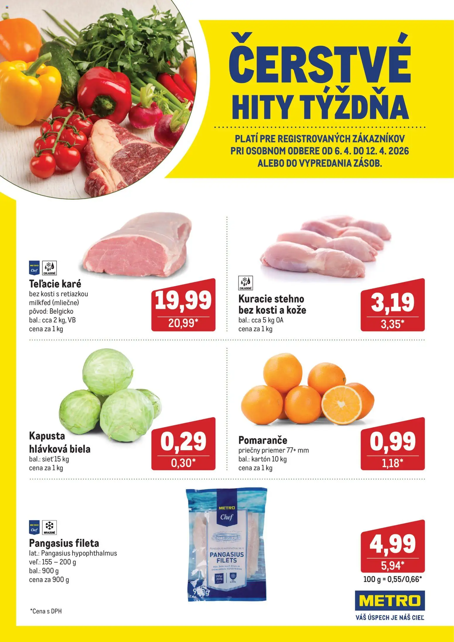 Nové Metro akcie – leták je platný od 06.04.2026 | Strana: 1 | Produkty: Kapusta, Pomaranče