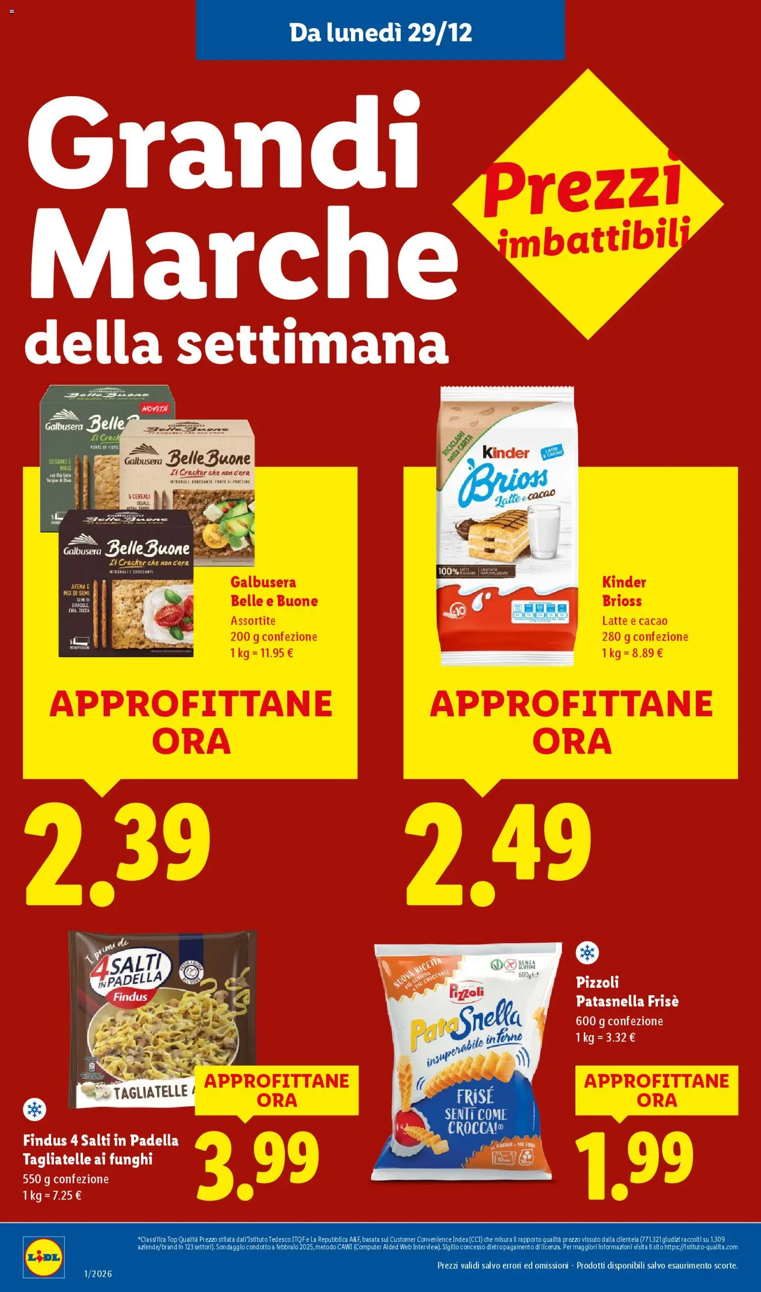Volantino Lidl del 29.12.2025 | Pagina: 14 | Prodotti: Tagliatelle, Latte, Mais, Padella