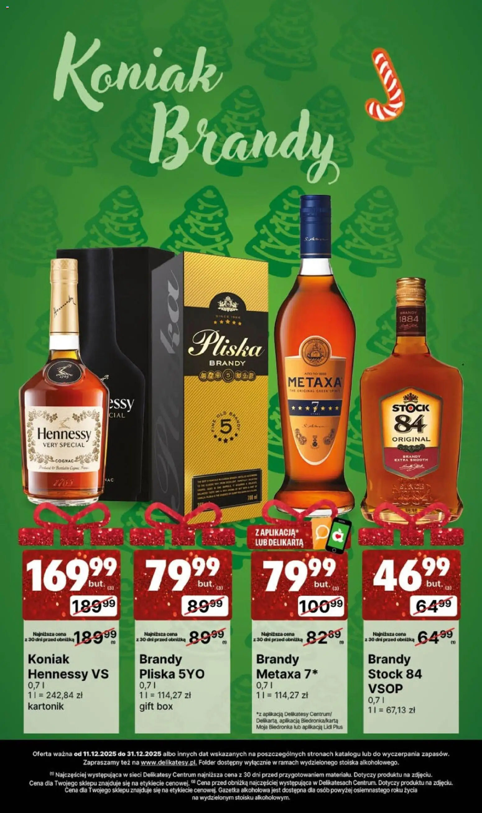 Delikatesy Centrum Gazetka alkoholowa od 11.12.2025 | Strona: 14 | Produkty: Hennessy, Koniak, Metaxa, Pliska brandy