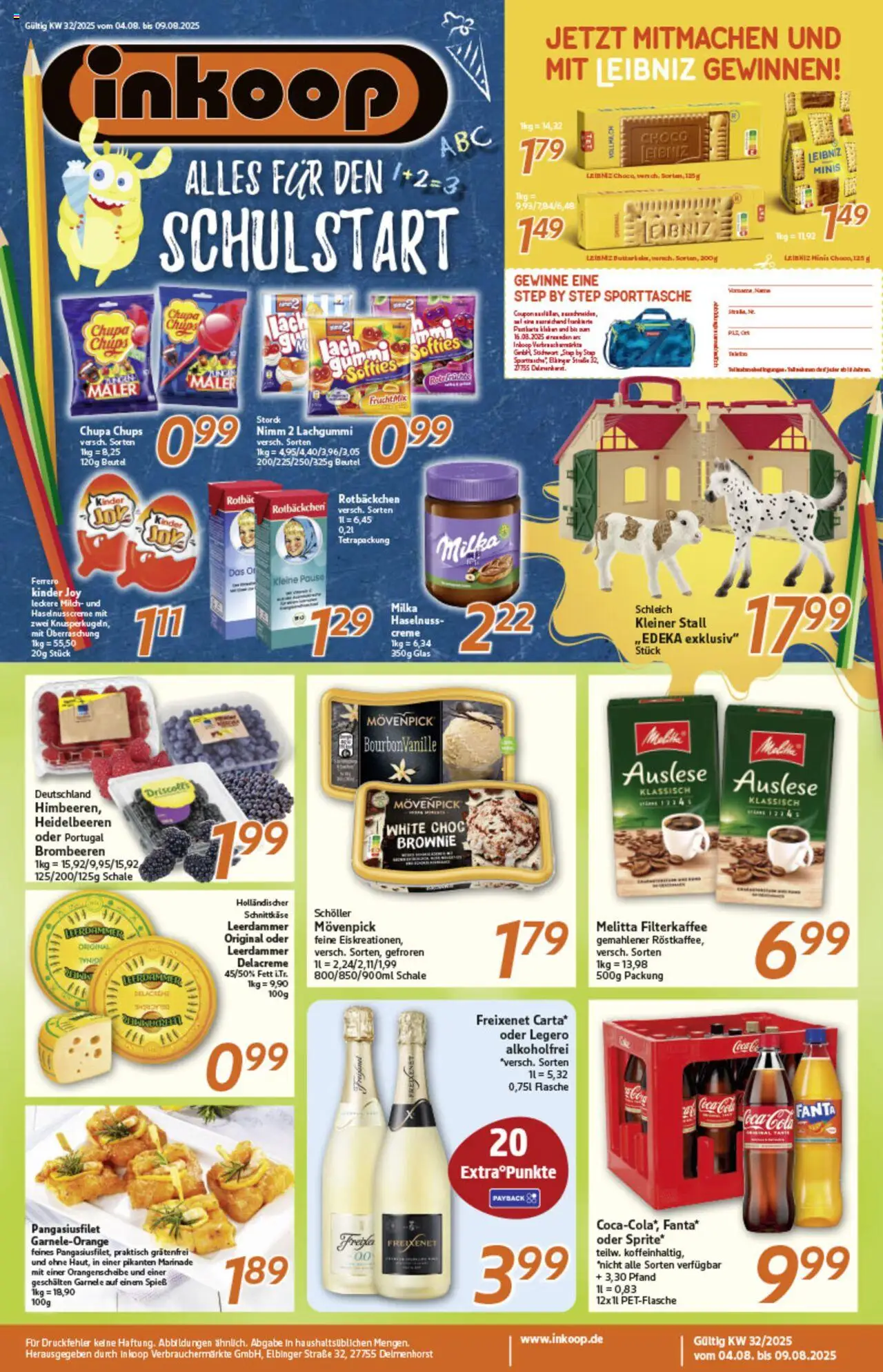 Inkoop Prospekt 	 - gültig ab dem 04.08.2025 | Seite: 1 | Produkte: Melitta, Fanta, Kinder joy, SUP