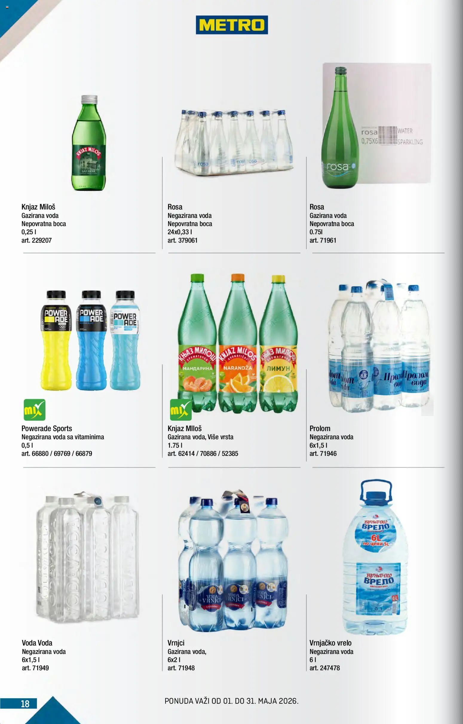 Metro katalog - važi od 01.05.2026 | Strana: 18 | Proizvode: Negazirana voda, Voda