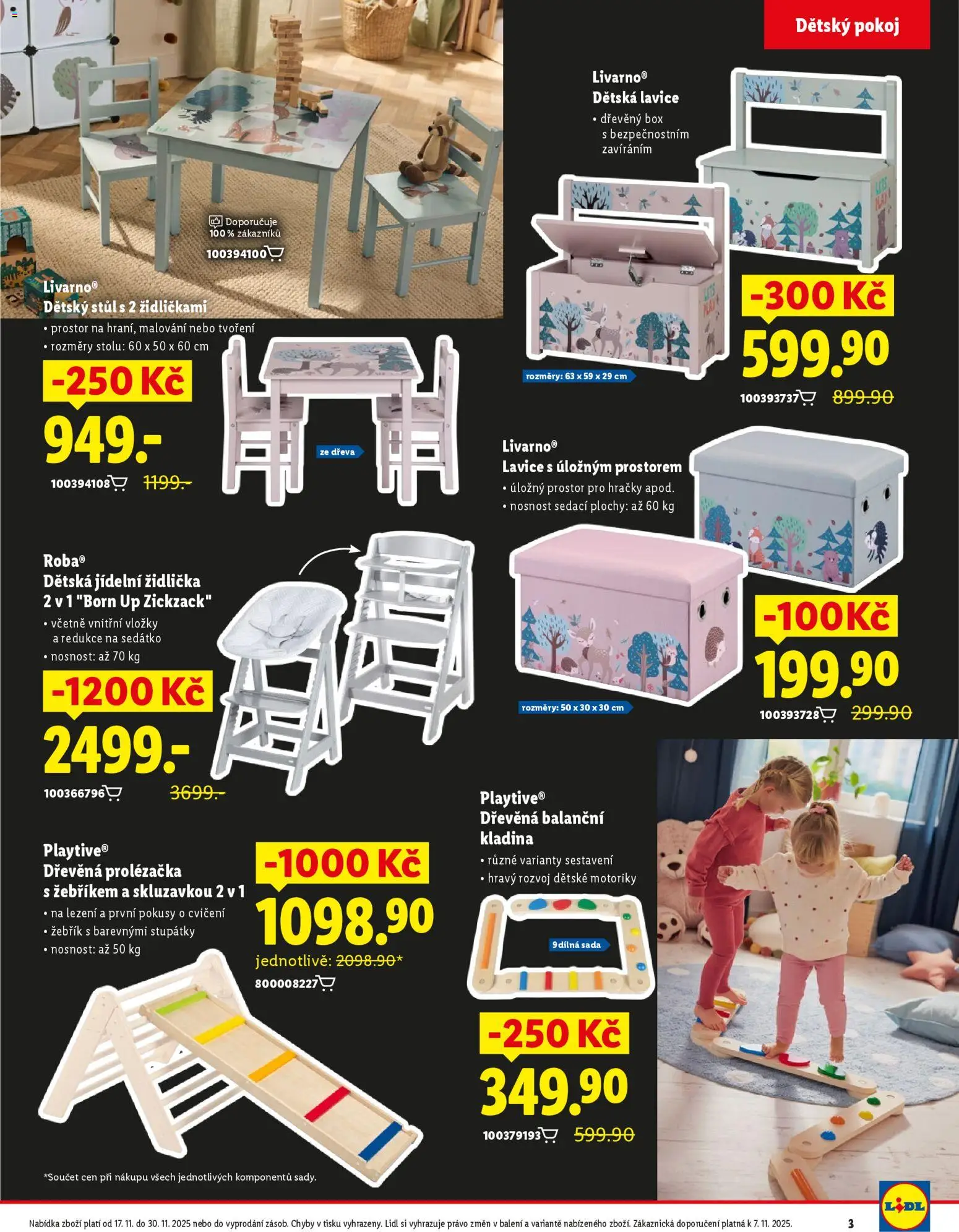 Lidl Black Friday od 17.11.2025 | Strana: 3 | Produkty: Dětský stůl, Hračky, Jídelní židlička, Stůl
