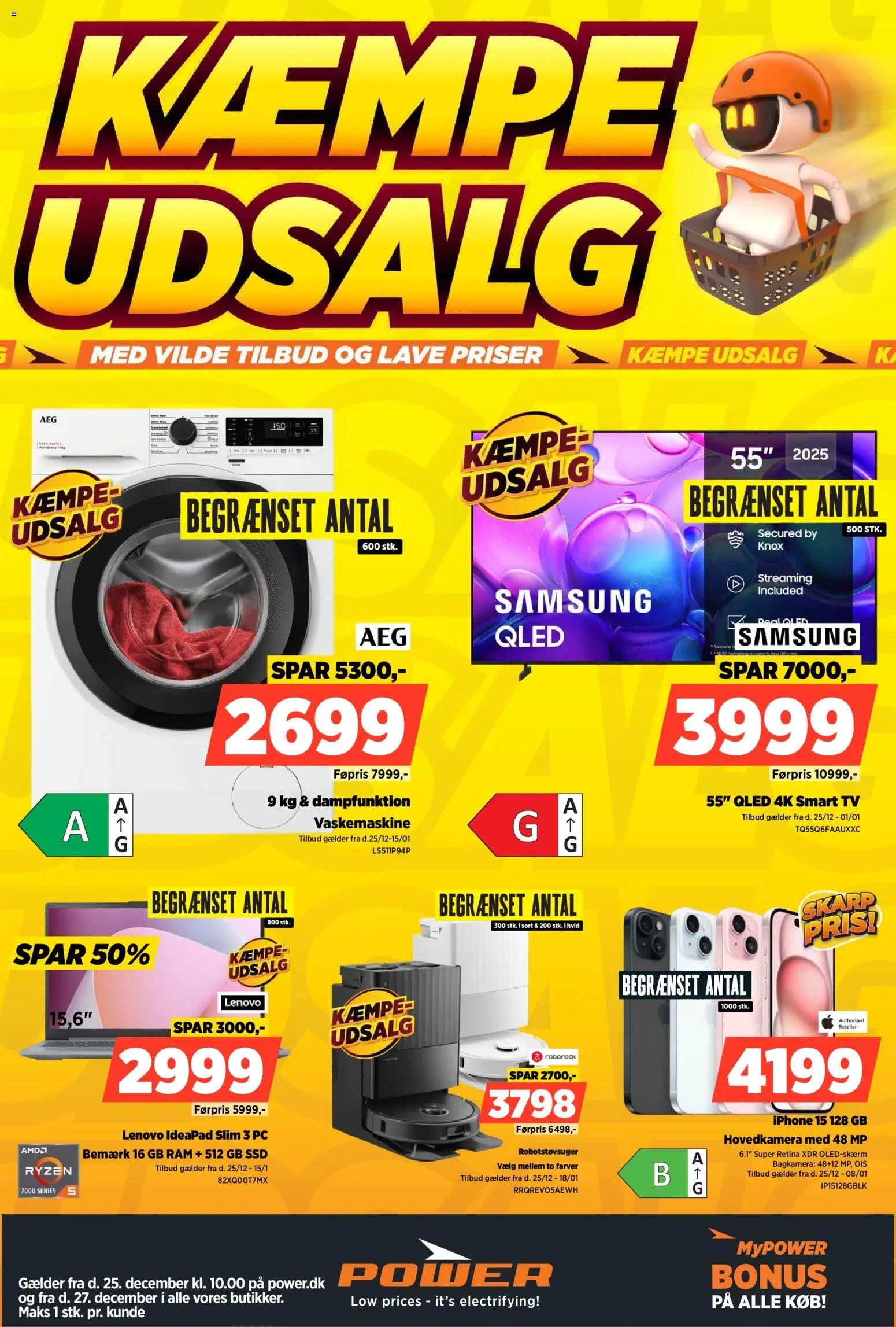Power tilbudsavis – gyldig fra 25.12.2025 | Side: 1 | Produkter: RAM, Robotstøvsuger, PC, TV