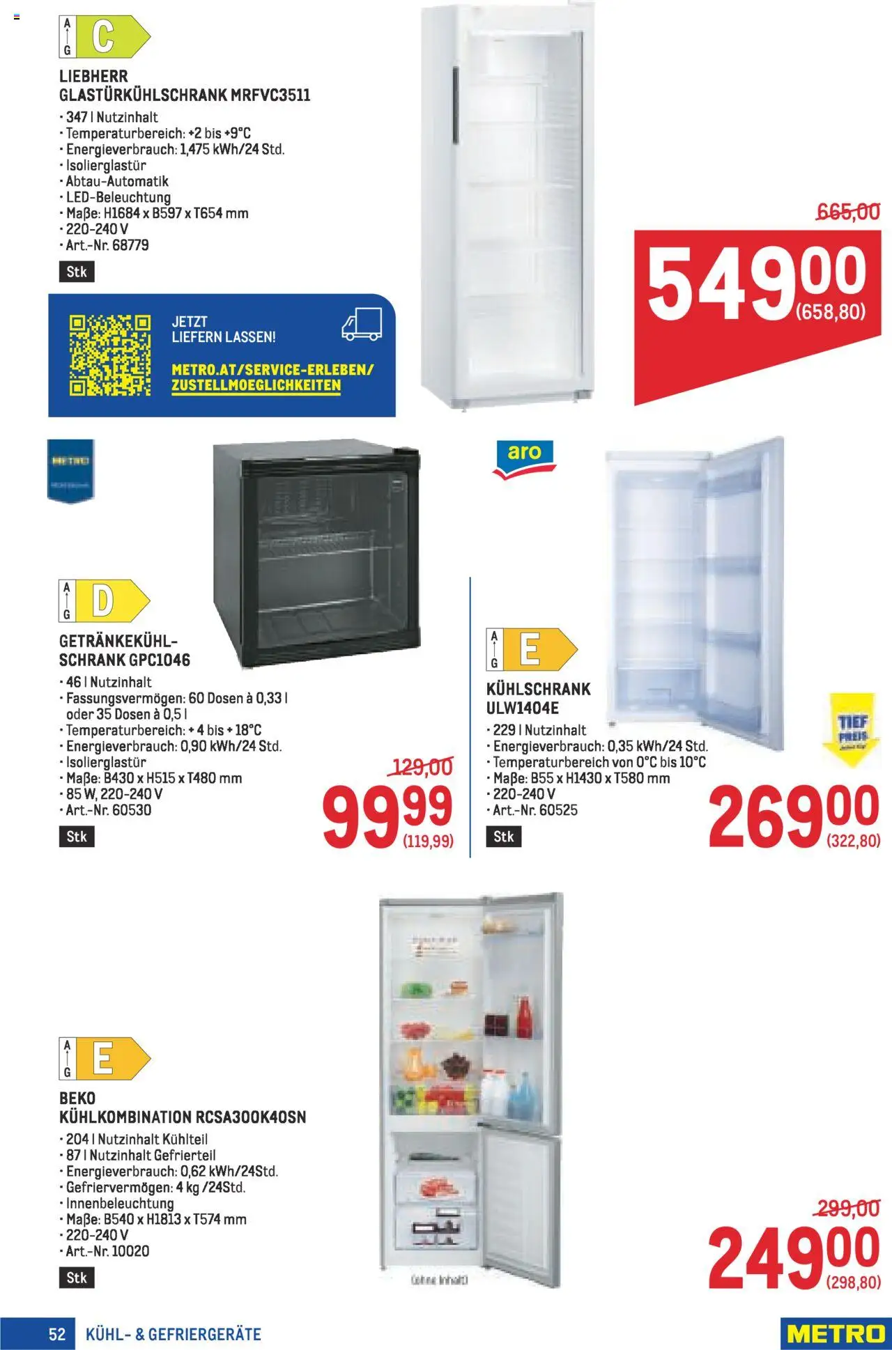 Metro Angebote Profi gültig ab 07.08.2025 | Seite: 52 | Produkte: Kühlschrank, Schrank