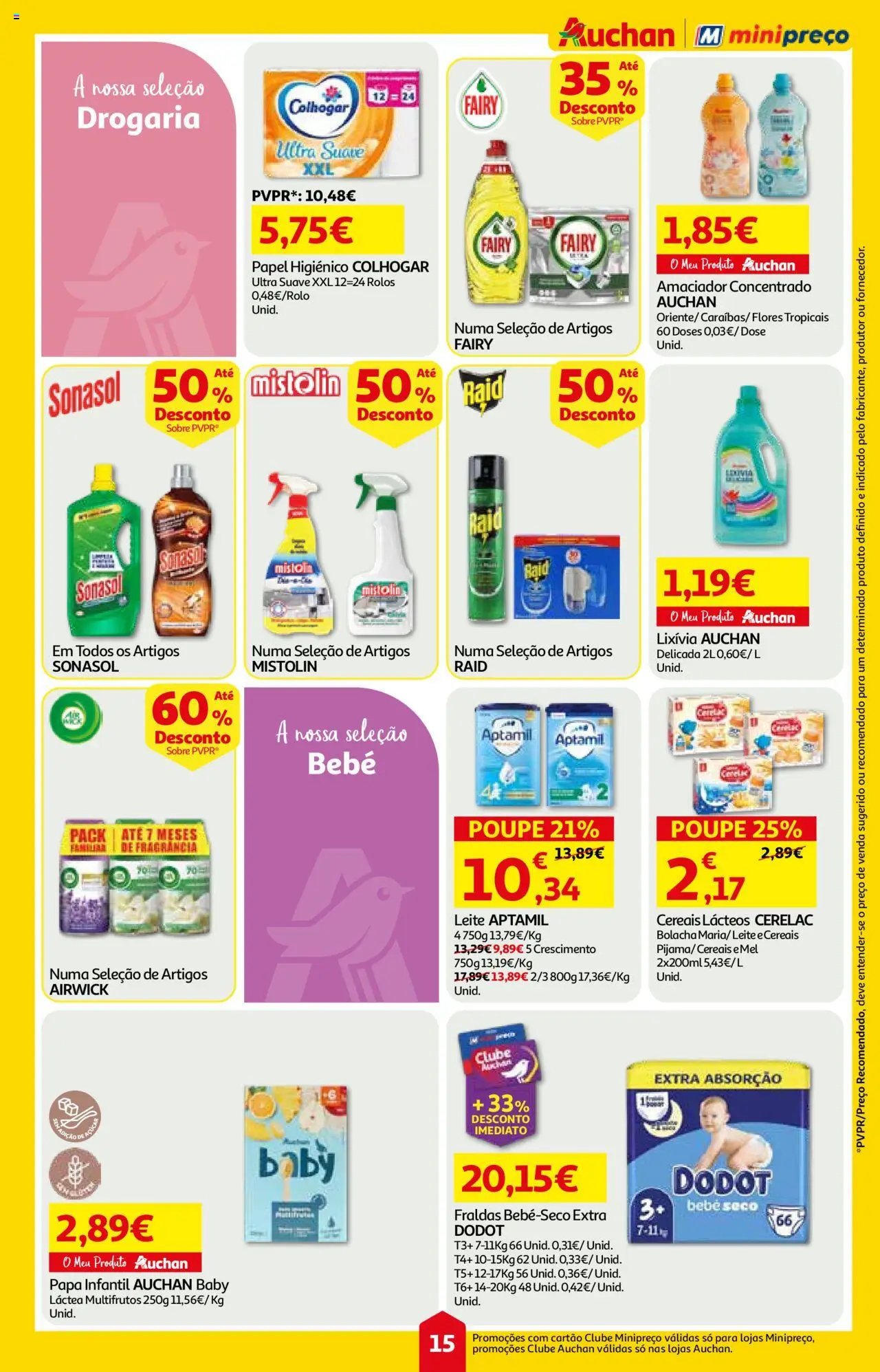 Auchan folheto │ válido de 07.08.2025 | Página: 15 | Produtos: Papel higiénico, Flores, Fraldas, Cereais