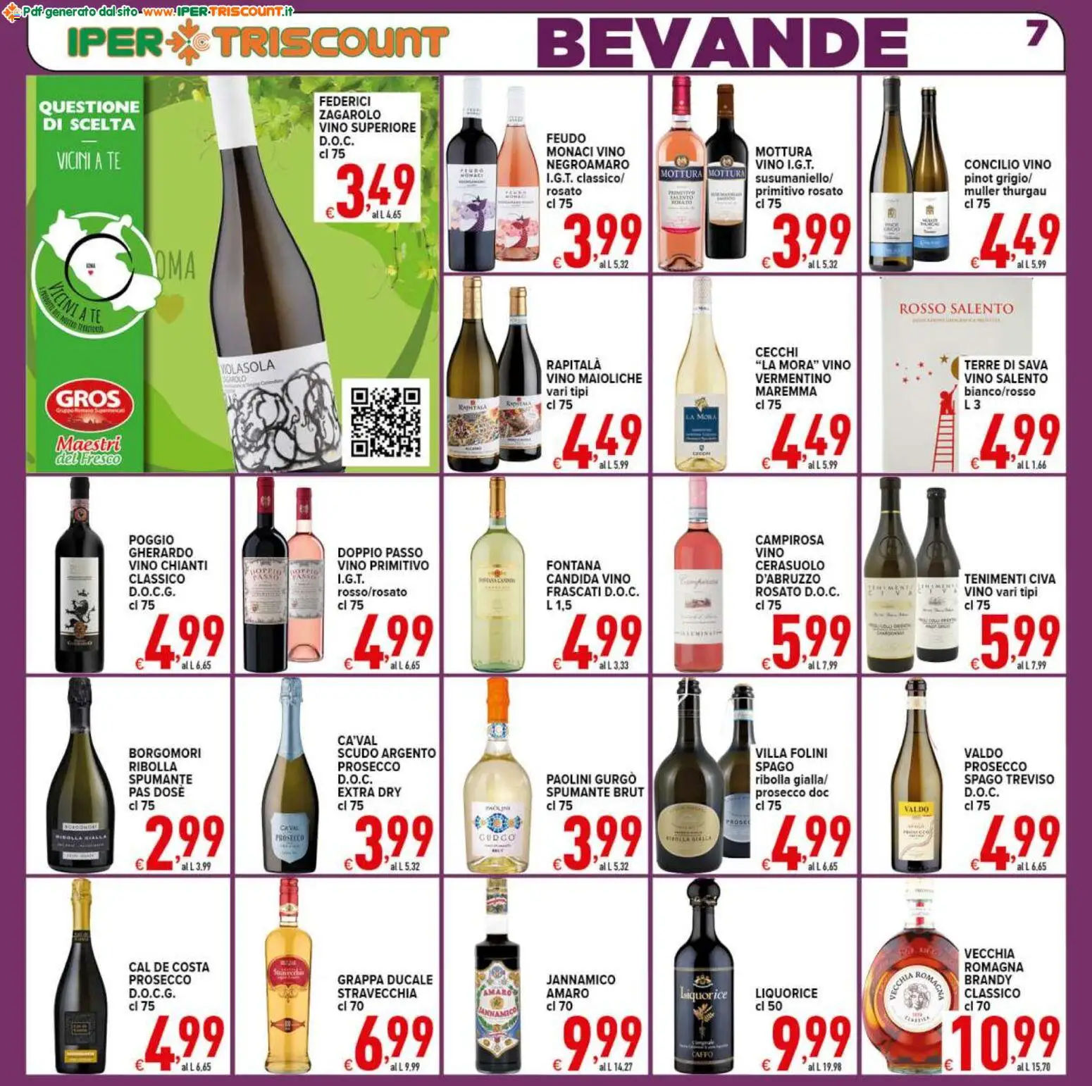 Volantino Ipertriscount del 07.01.2026 | Pagina: 7 | Prodotti: Tè, Prosecco, Grappa, Amaro