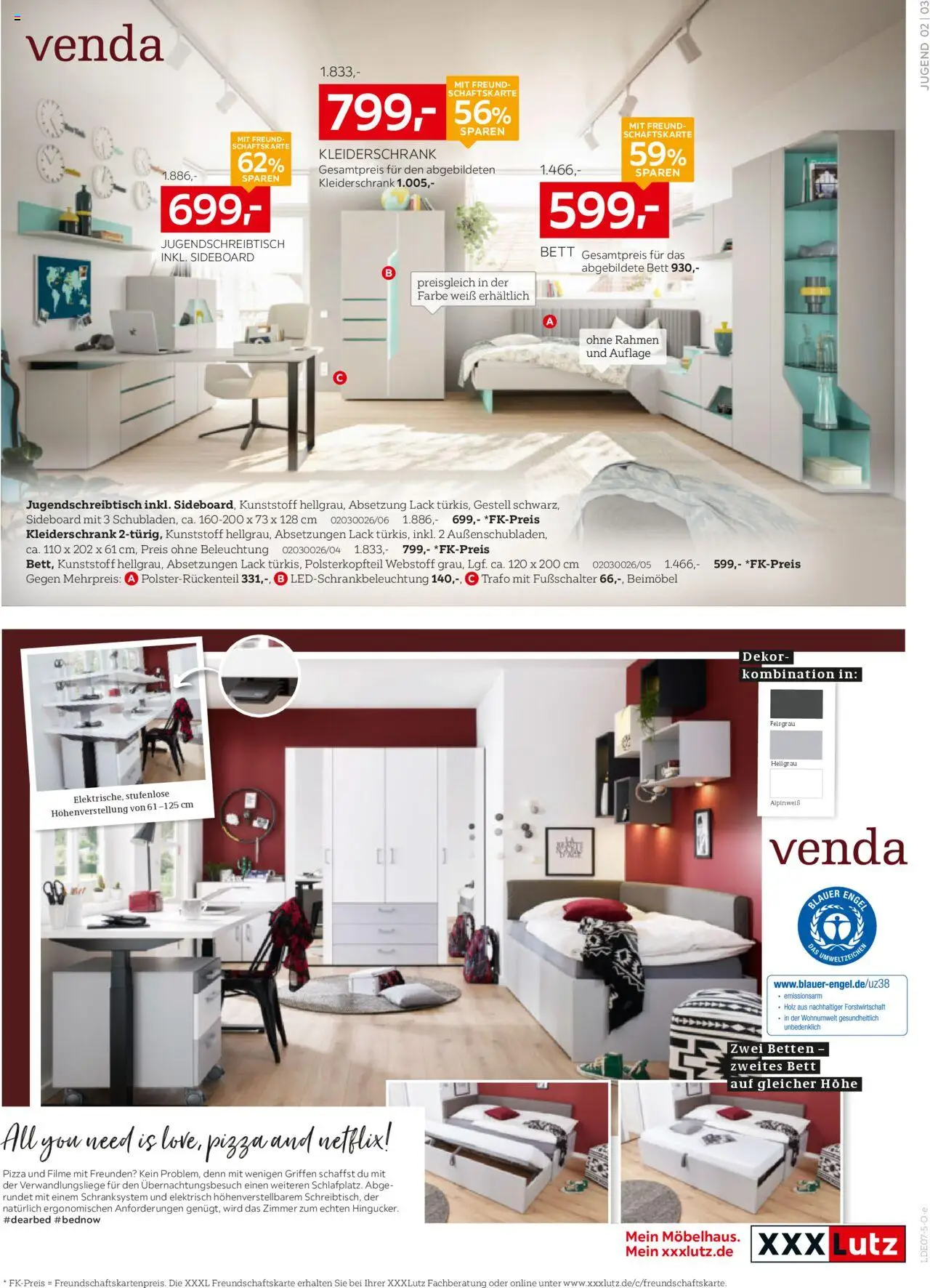 XXXL Lutz Jugendzimmer Spezial - gültig ab dem 21.07.2025 | Seite: 3 | Produkte: Sideboard, Bett, Kleiderschrank, Pizza