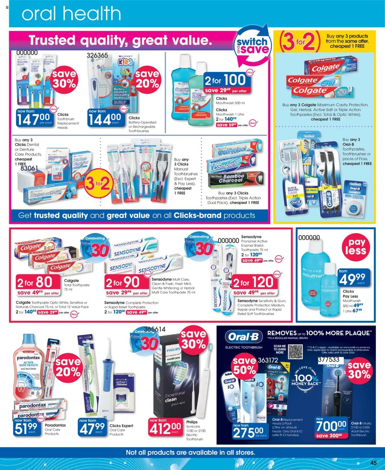 Clicks Specials │ valid from 07.08.2025 | Page: 41 | Products: Electric toothbrush, Battery, Toothpaste, Mouthwash