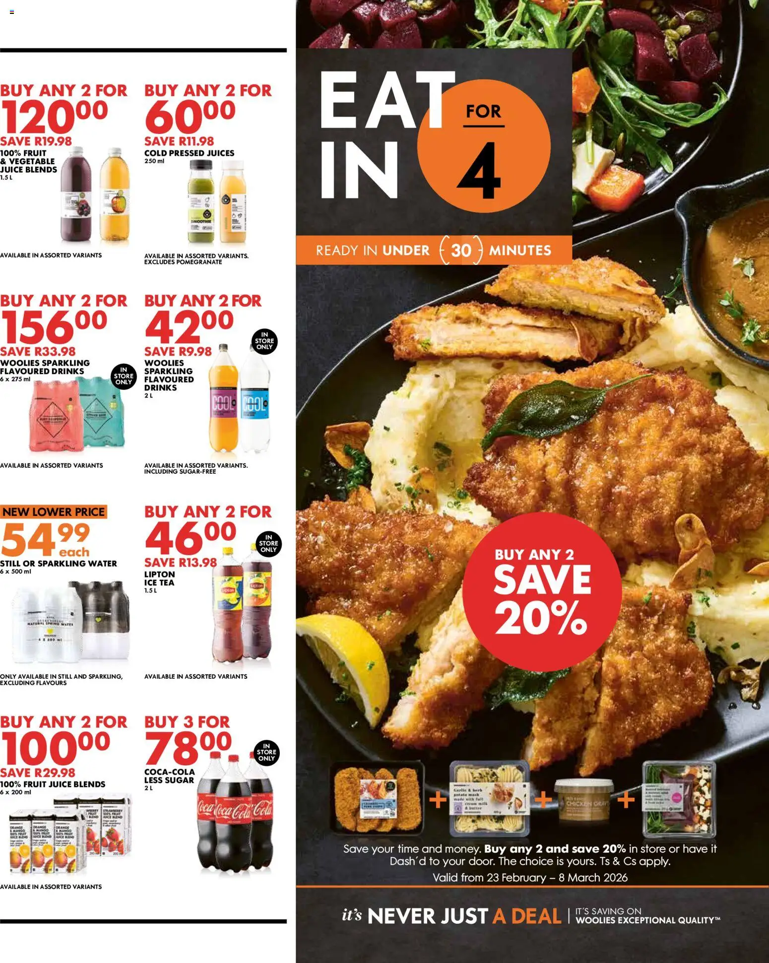 New Woolworths catalogue – valid from 23.02.2026 | Page: 6 | Products: Juice, Tea, Water, Sugar