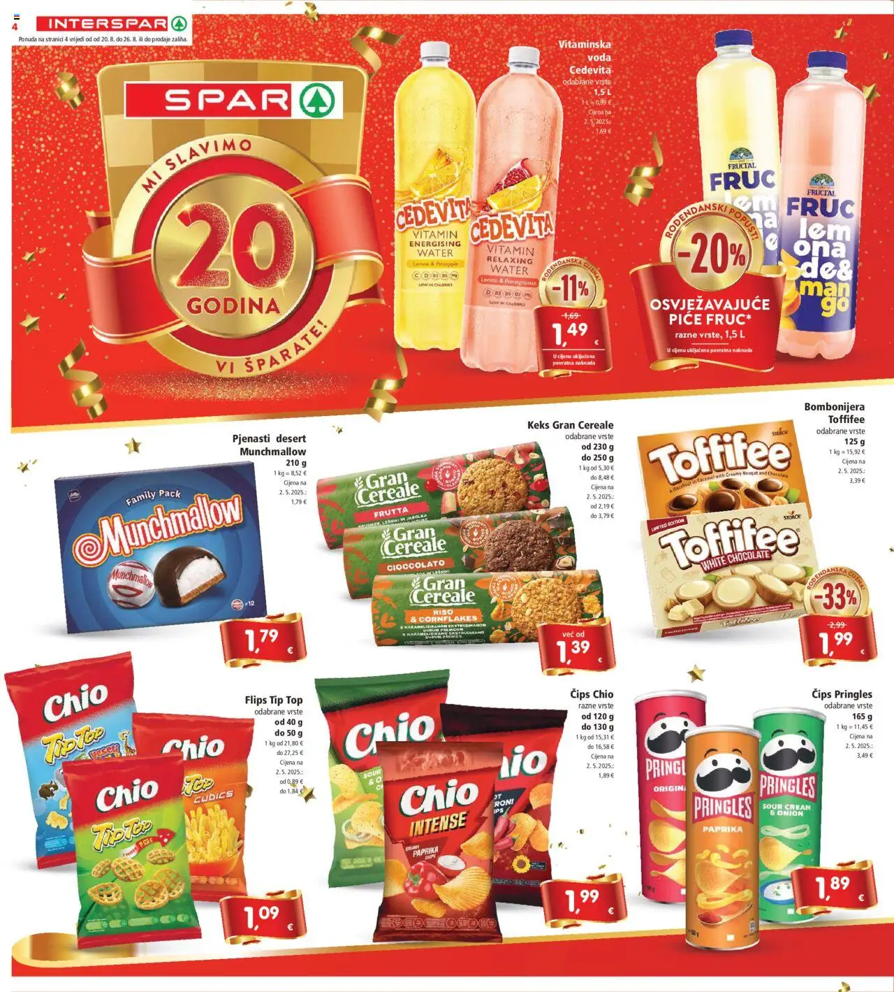 Interspar katalog | vrijedi od 20.08.2025 | Stranica: 4 | Proizvodi: Pringles, Paprika, Keks, Voda
